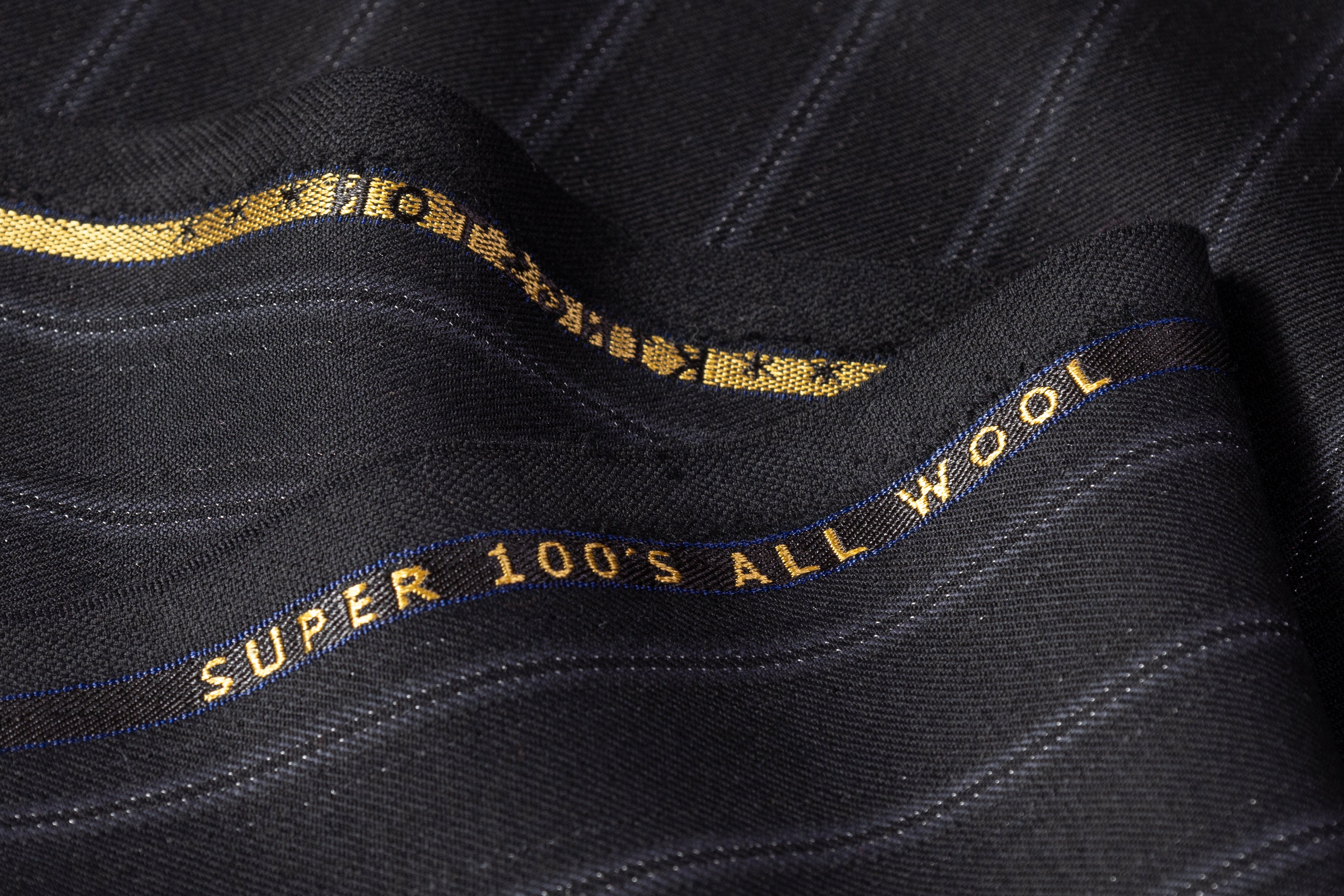 Striped Super 100s Wool Suiting - Black / Gray