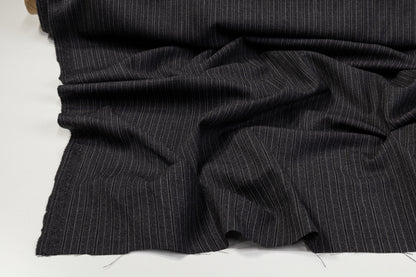Striped Italian Wool Suiting - Charcoal Gray