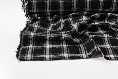 Checked Italian Poly Wool Tweed Boucle - Black / White