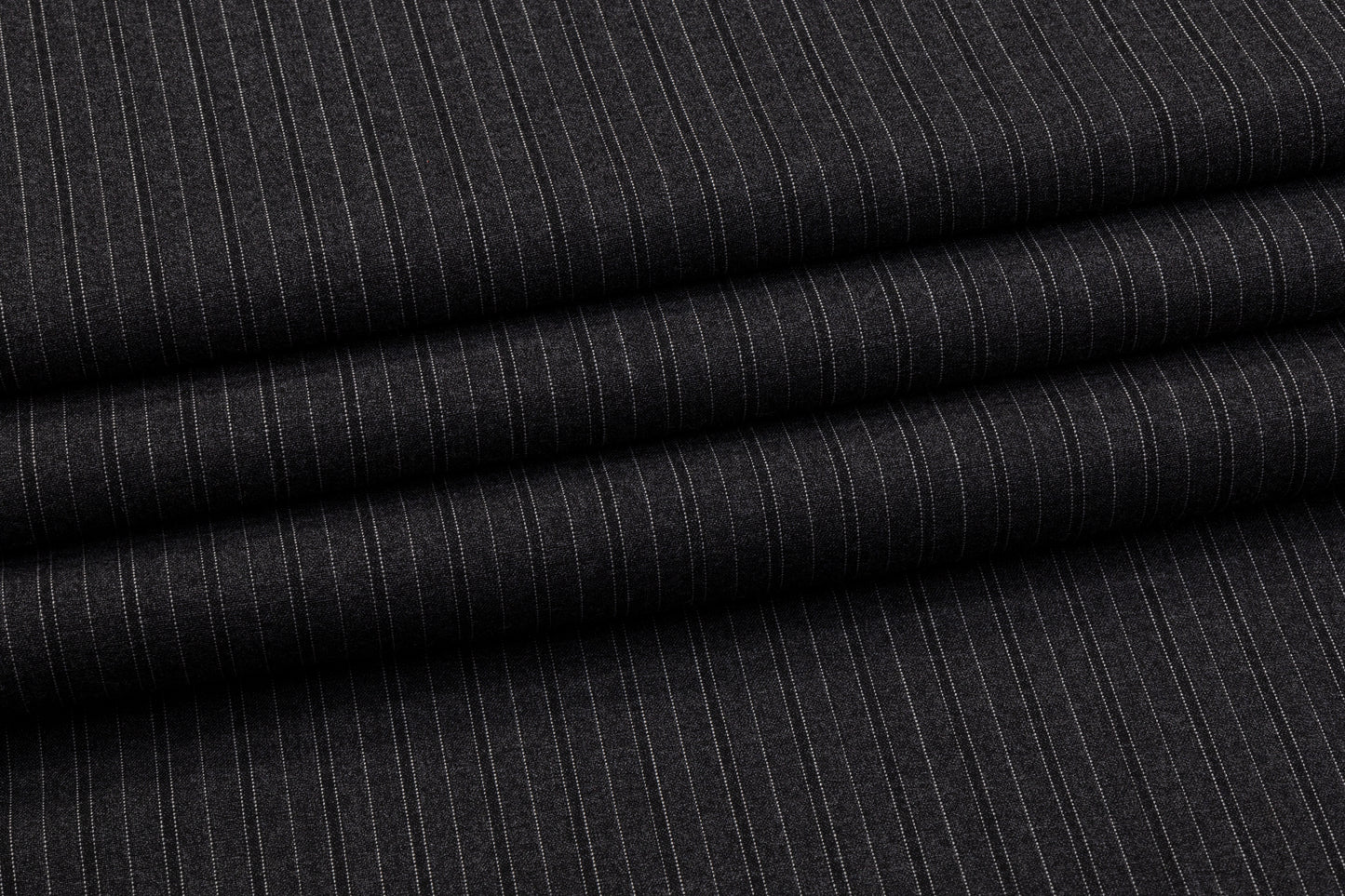 Striped Italian Wool Suiting - Charcoal Gray