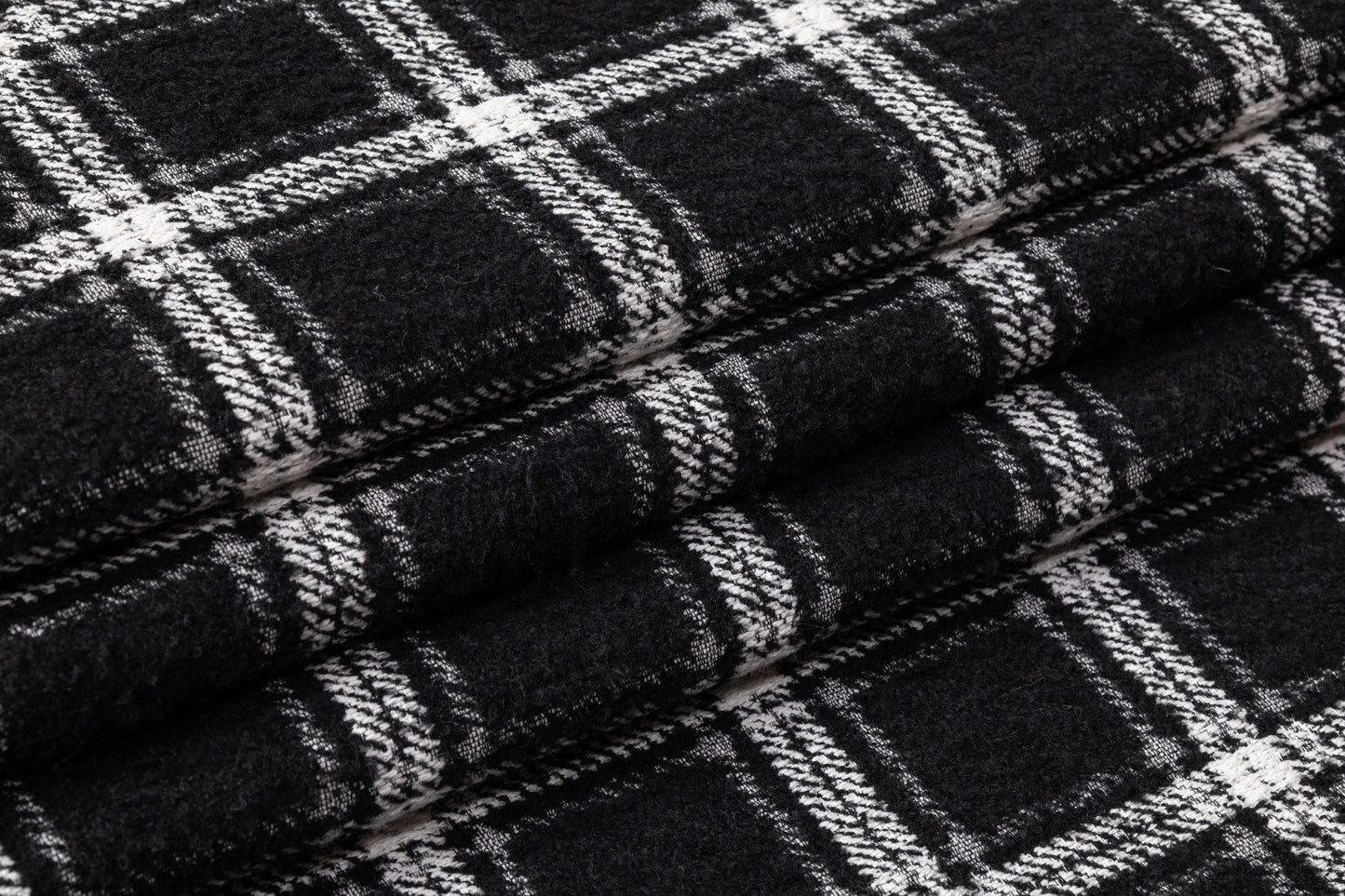 Checked Italian Poly Wool Tweed Boucle - Black / White