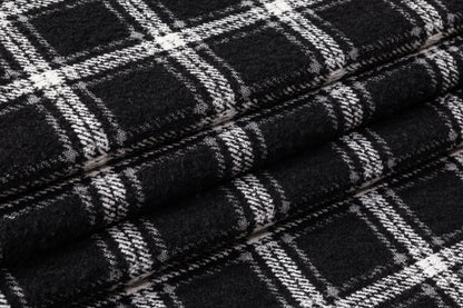 Checked Italian Poly Wool Tweed Boucle - Black / White