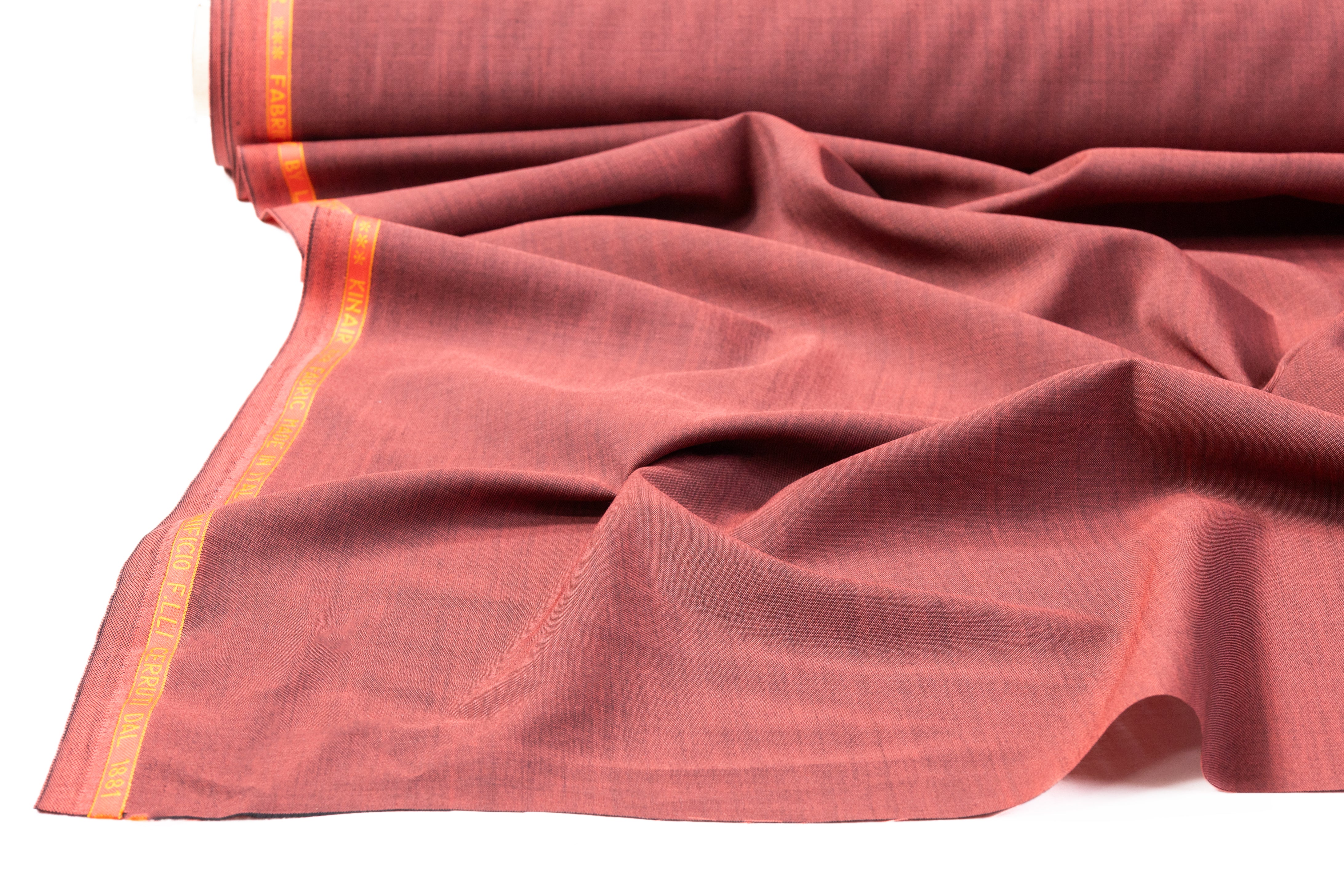 Cerruti - Kinair Wool and Mohair Suiting - Brick Red