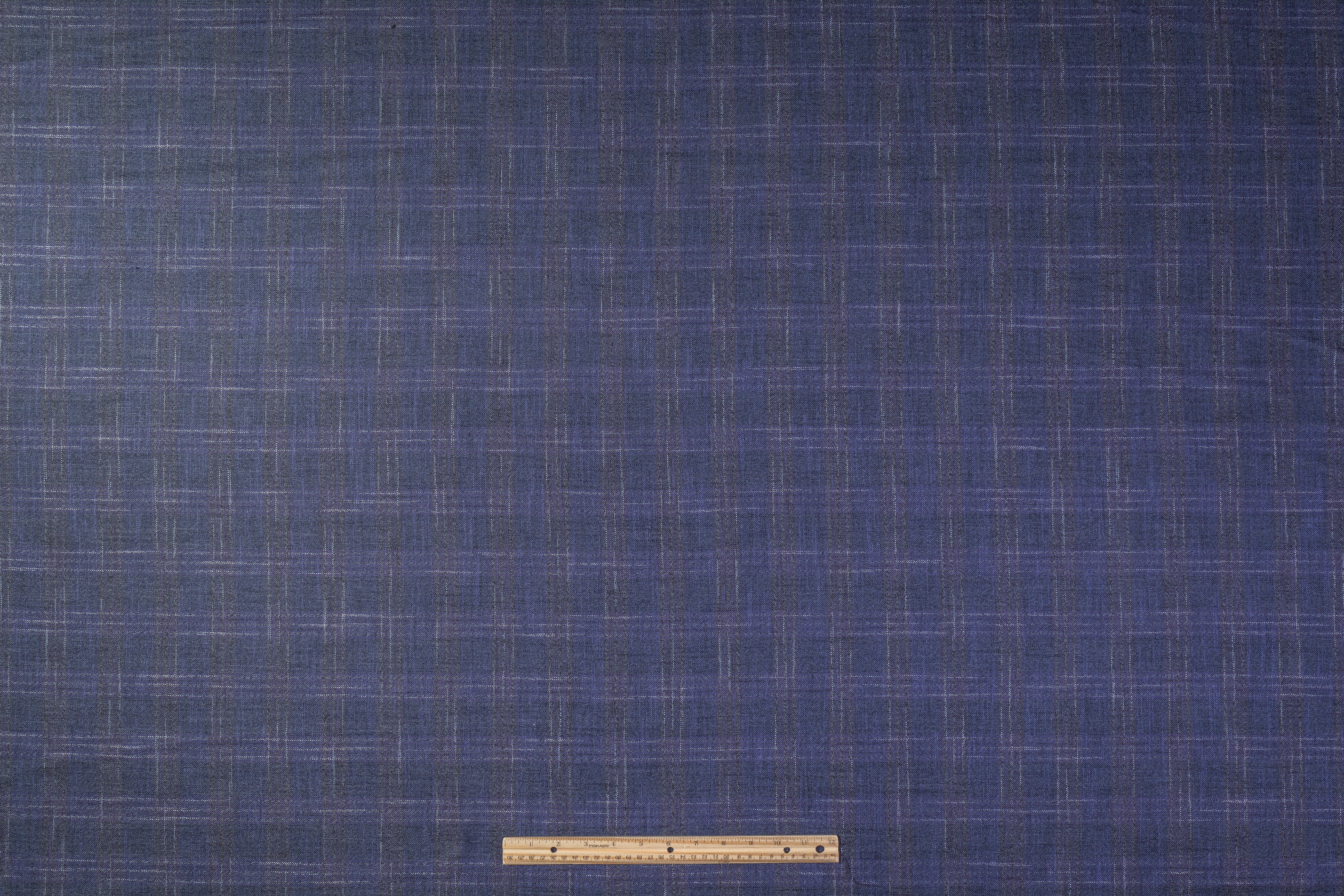 Checked Italian Wool Flannel Suiting - Navy / Purple