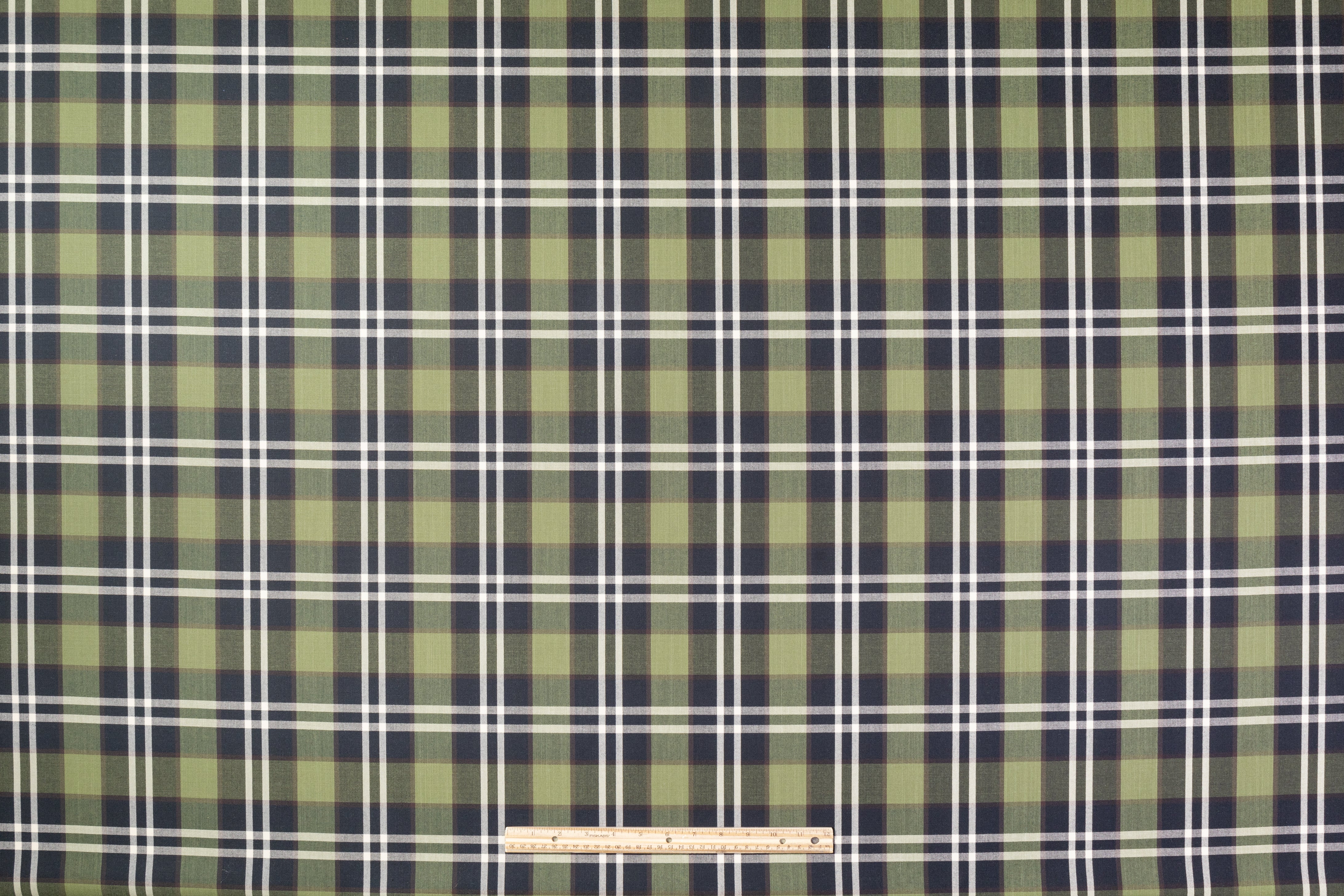 Plaid Italian Wool Suiting - Green / Off White / Black / Brown