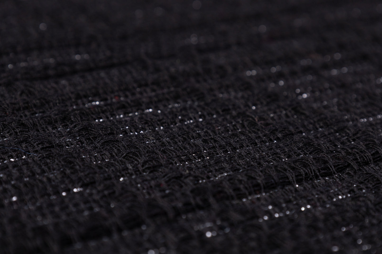Checked Metallic Italian Wool Blend Tweed Coating - Black / Silver