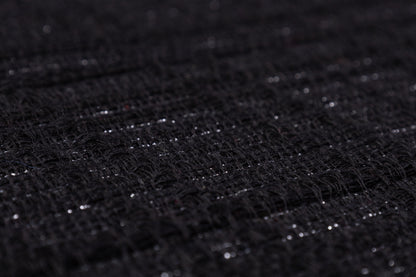 Checked Metallic Italian Wool Blend Tweed Coating - Black / Silver