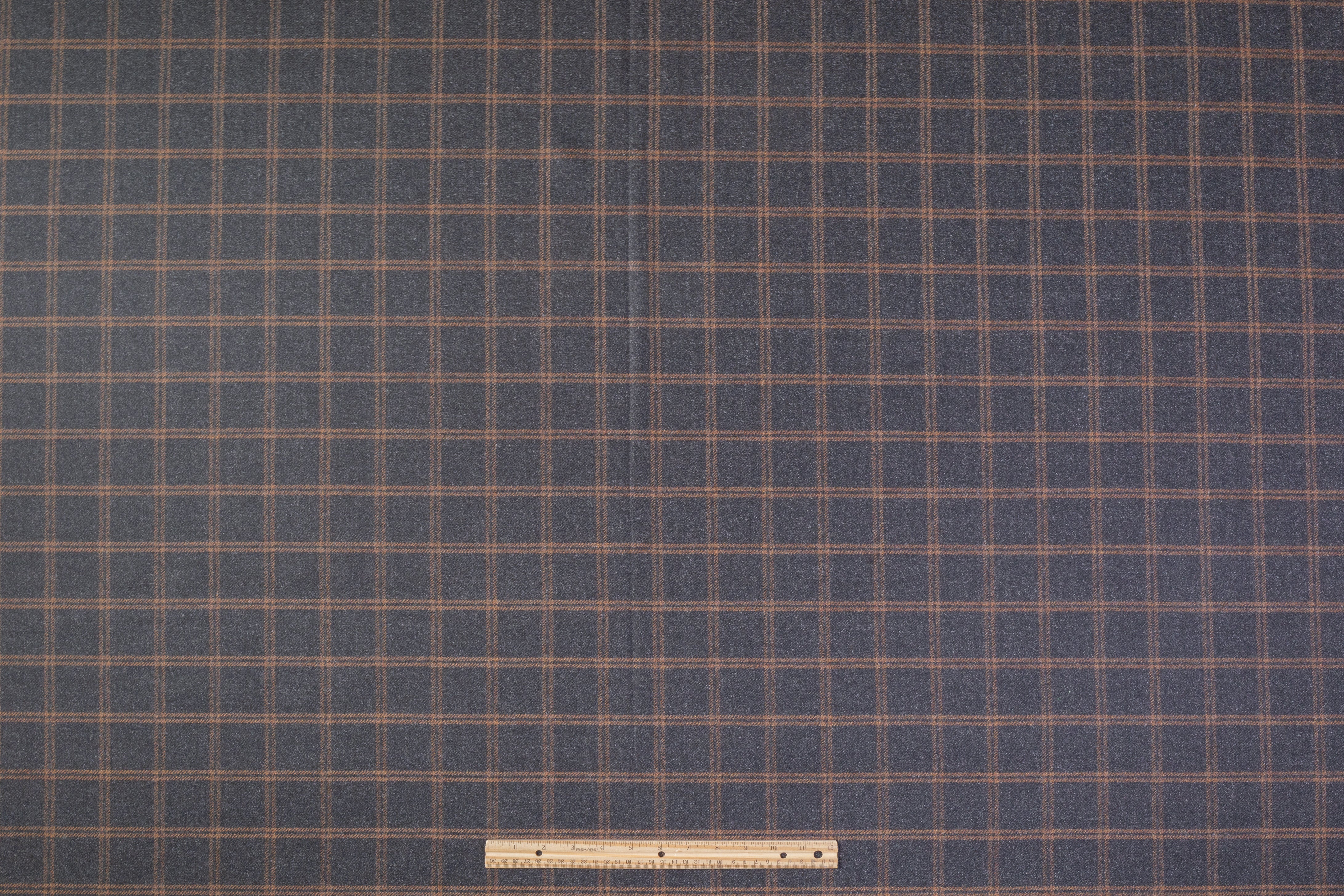 Checked Italian Wool - Charcoal Gray / Brown