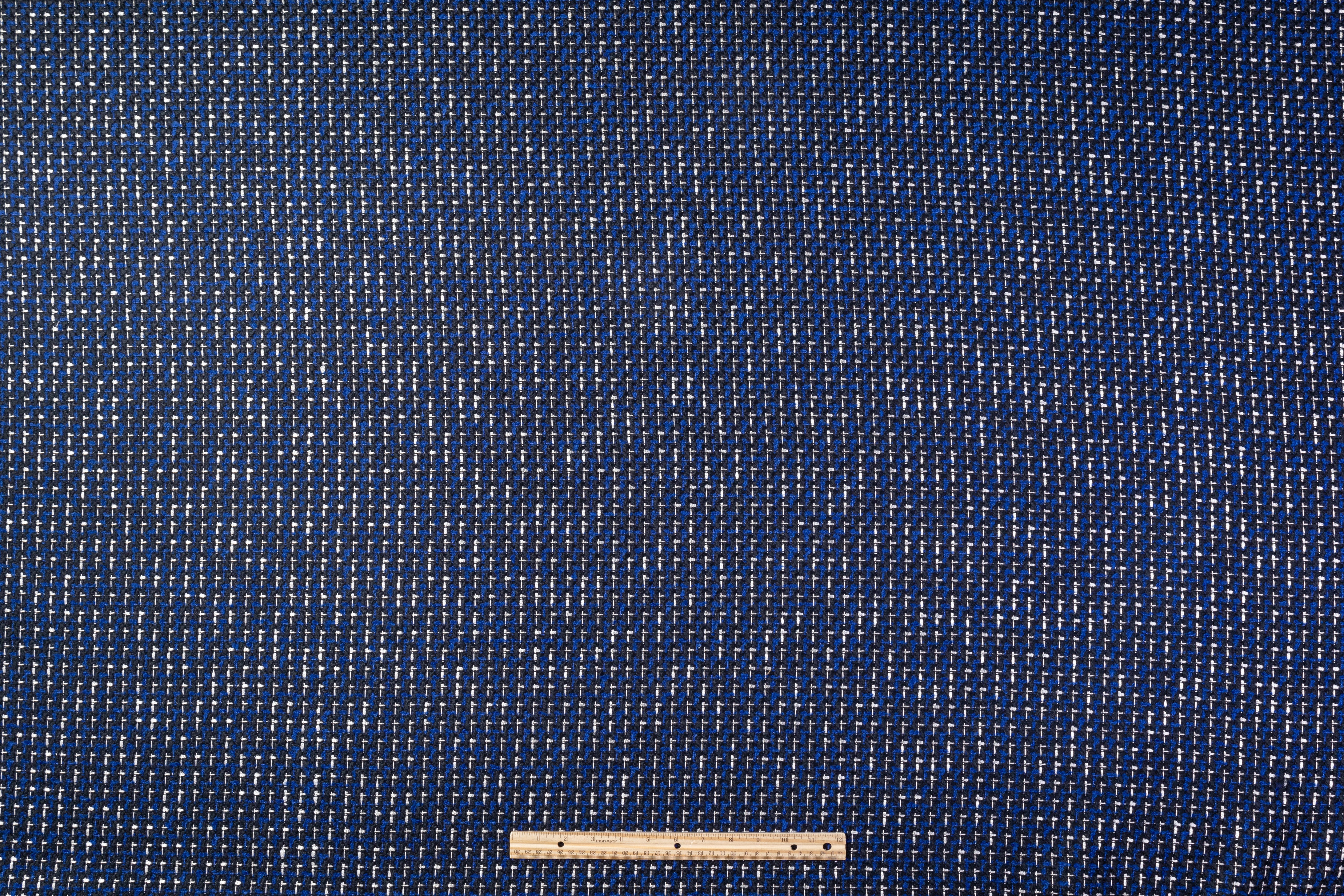 Italian Wool Blend Tweed Coating - Blue / Black / White