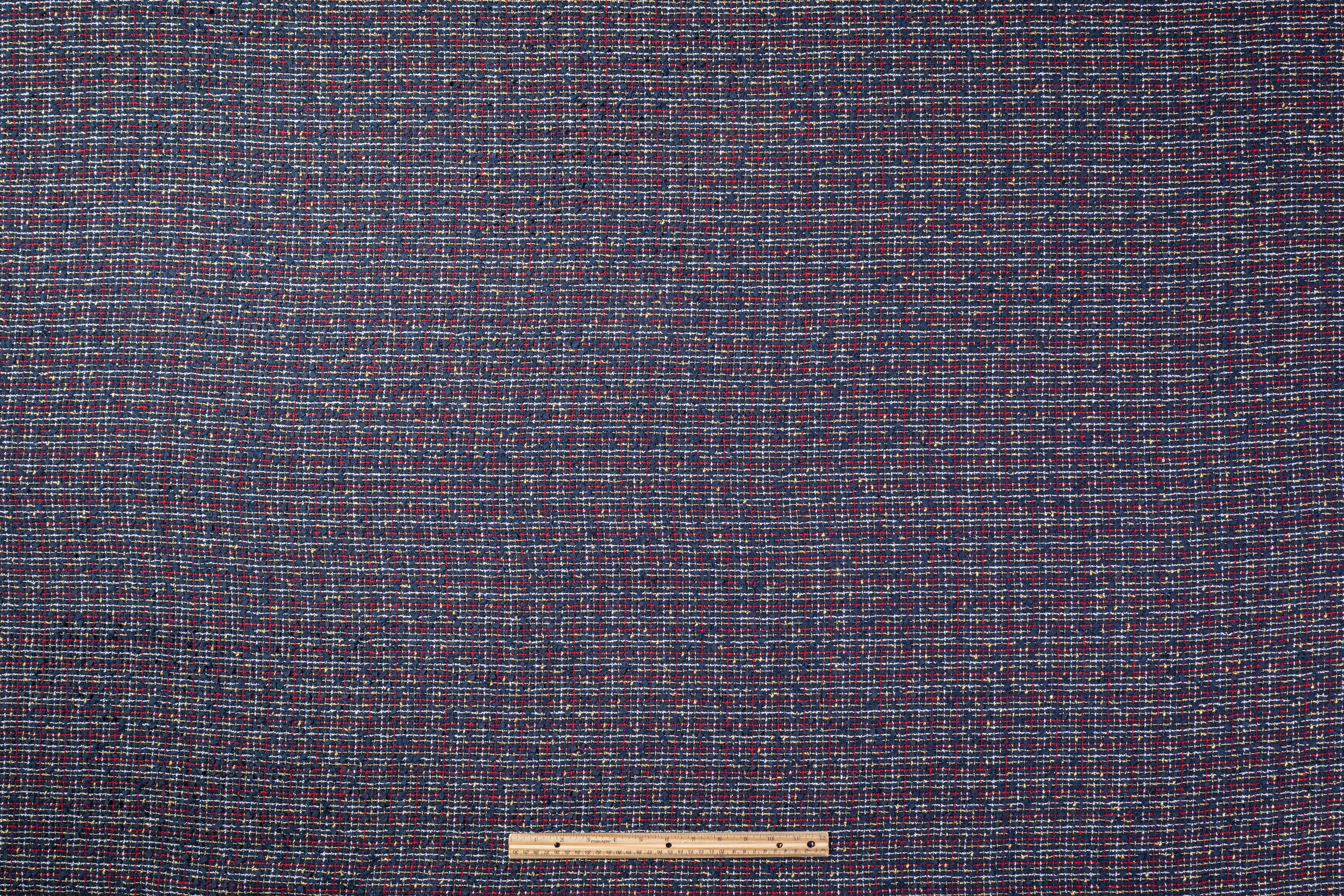 Valentino - Metallic Italian Cotton Blend Tweed - Navy / Gold / Red