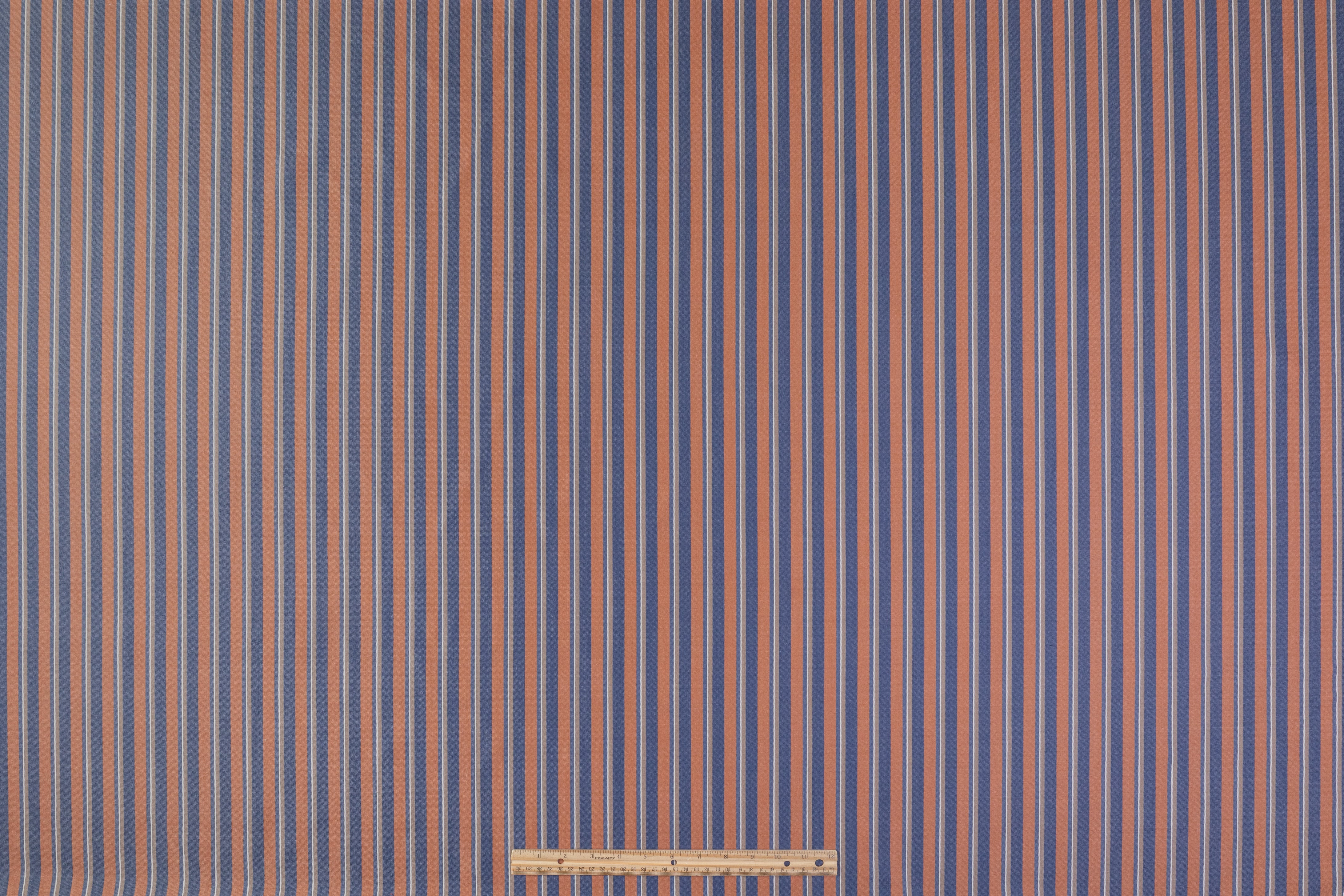 Striped Italian Wool Suiting - Rust / Blue / Taupe