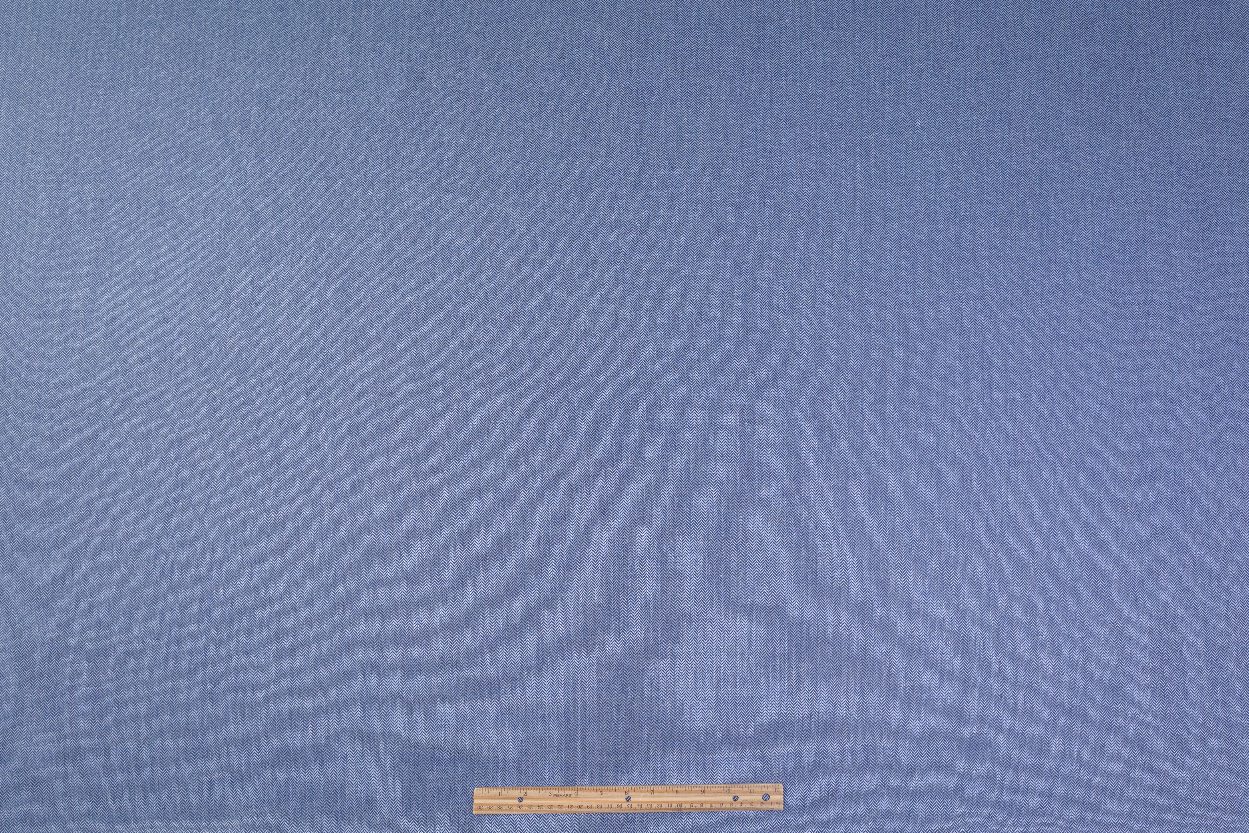 Italian Herringbone Wool Viscose Suiting - Blue