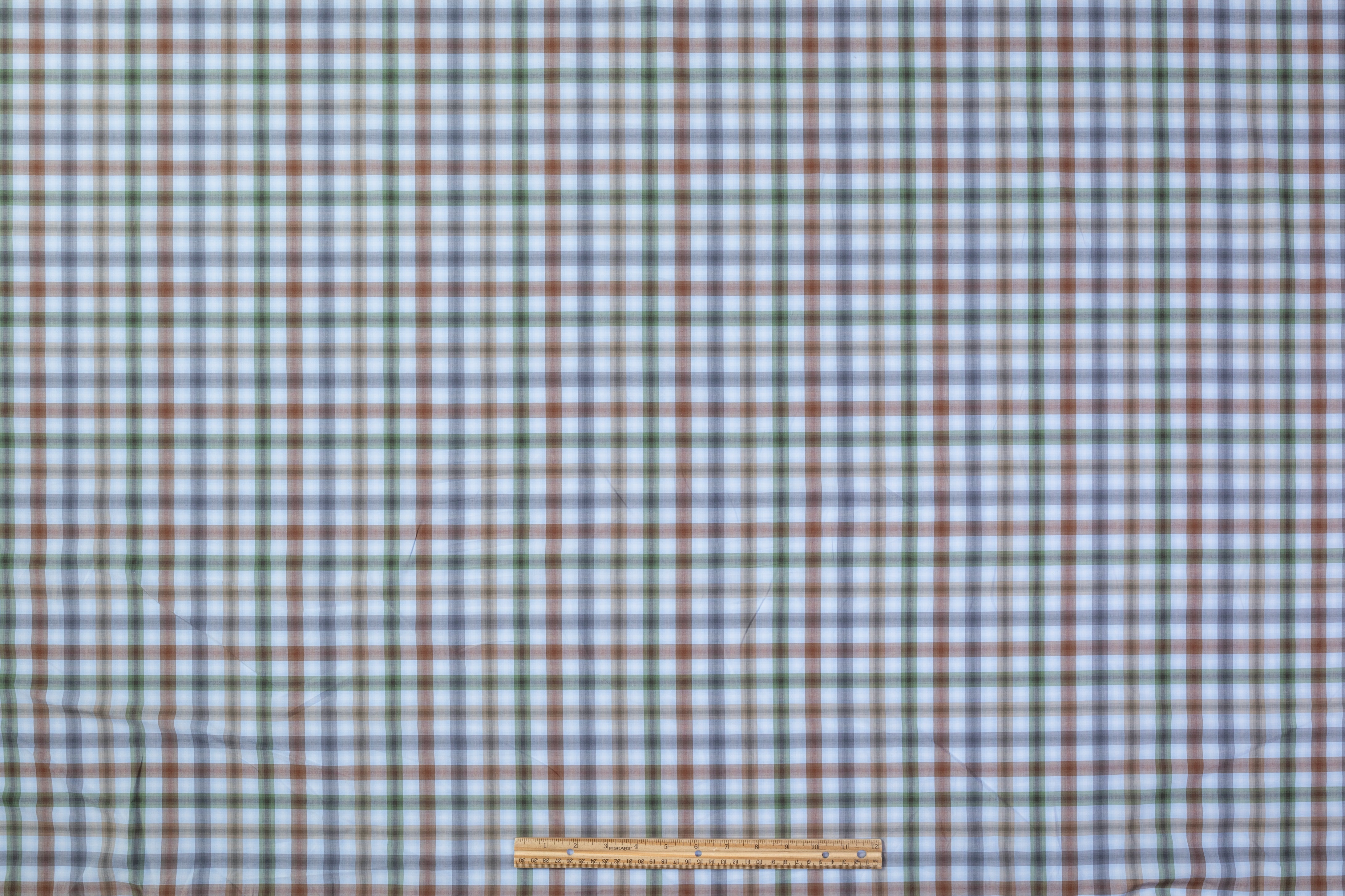 Plaid Cotton Shirting - Blue / Green / Brown