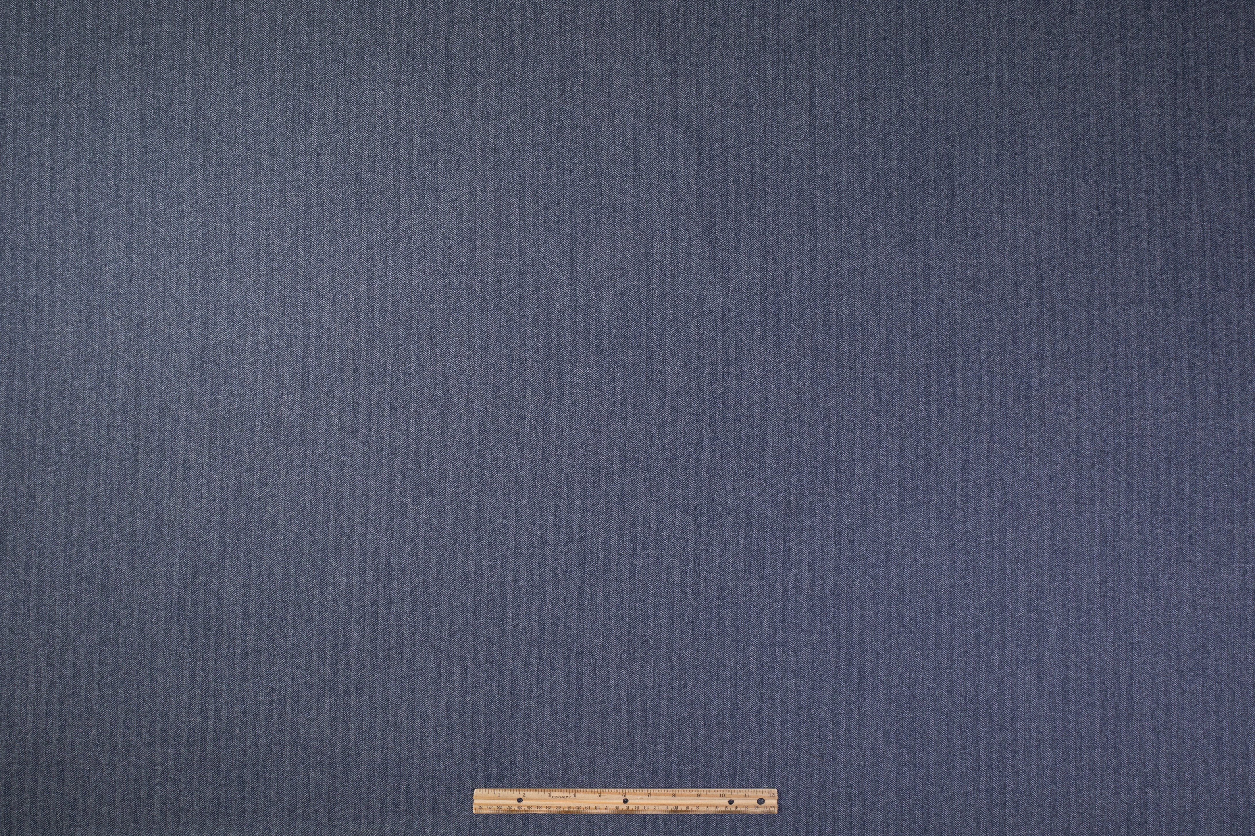 Herringbone Italian Wool Suiting - Blue