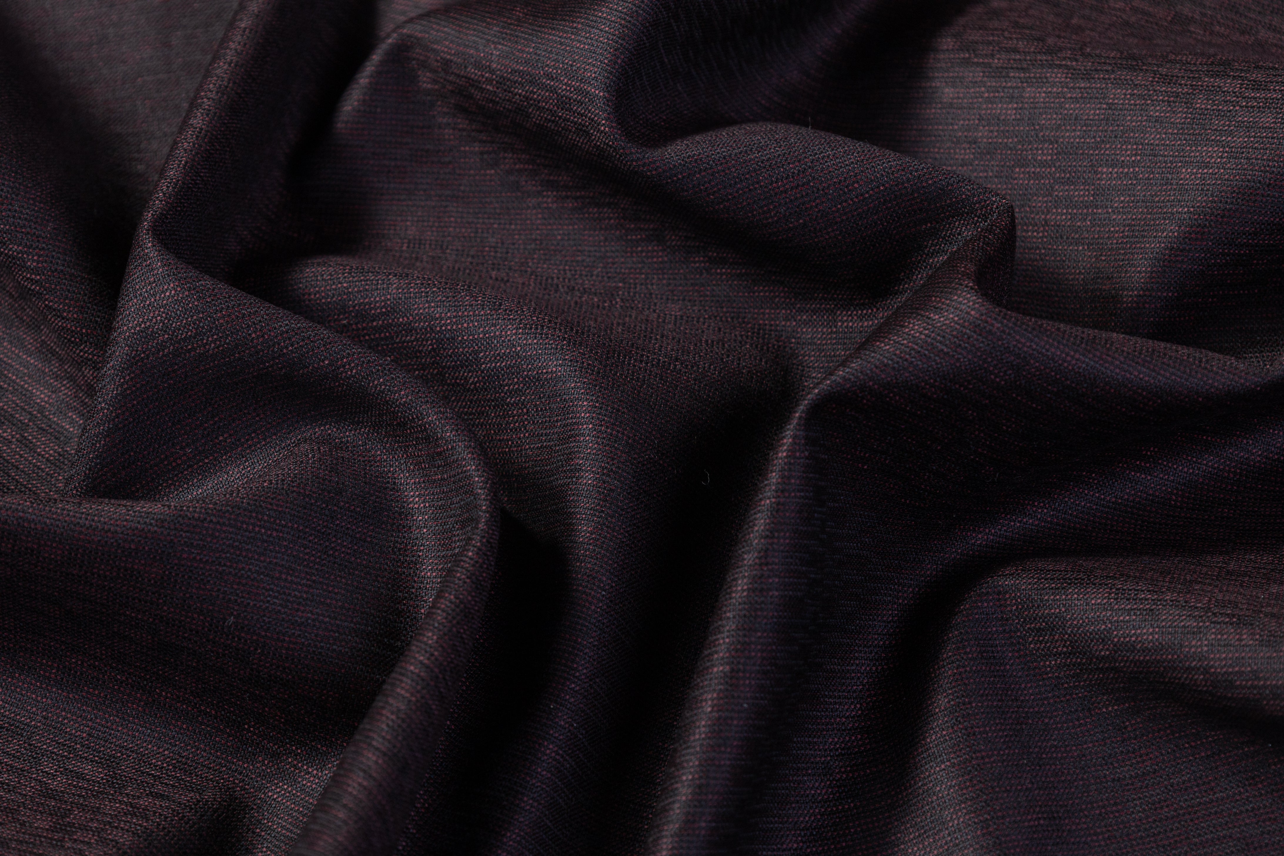 Micro Pattern Italian Wool Suiting - Burgundy / Black