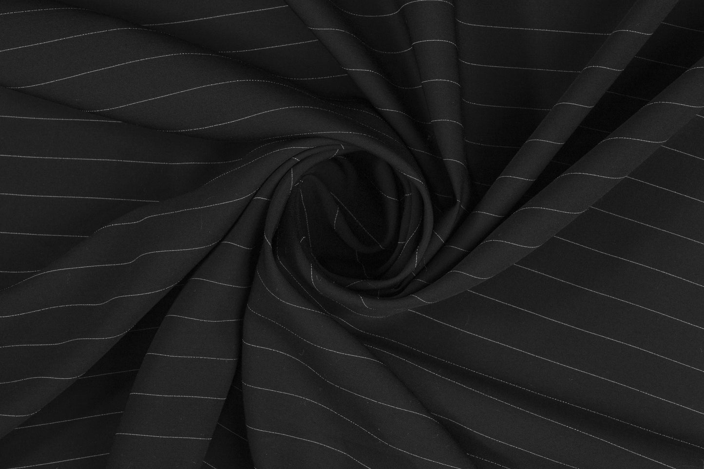 Pin Striped Silk/Wool Suiting - Black / White