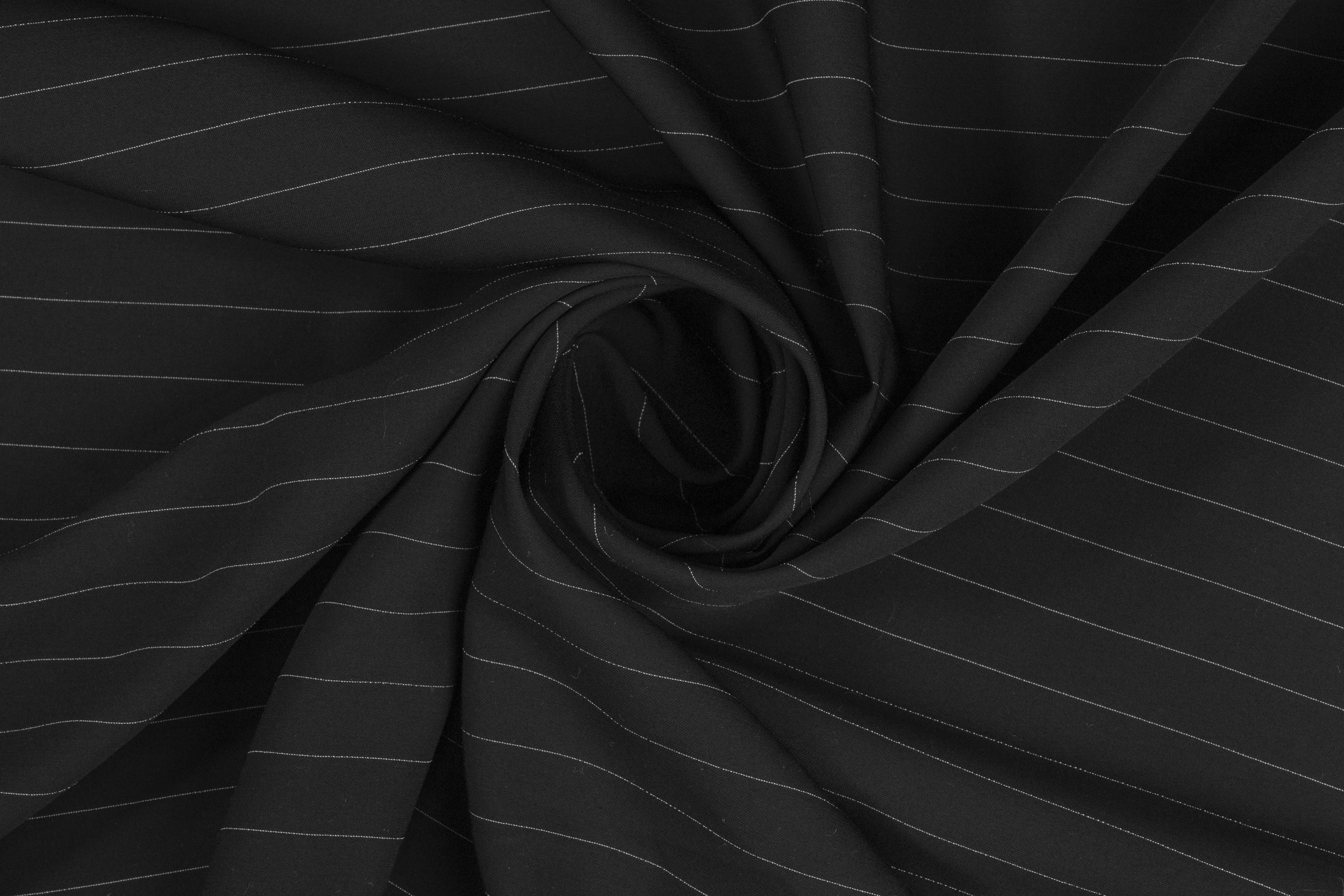Pin Striped Silk/Wool Suiting - Black / White