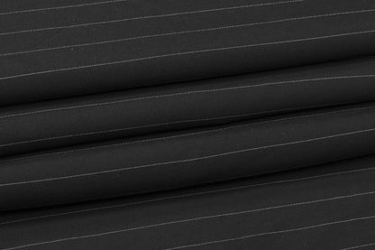 Pin Striped Silk/Wool Suiting - Black / White