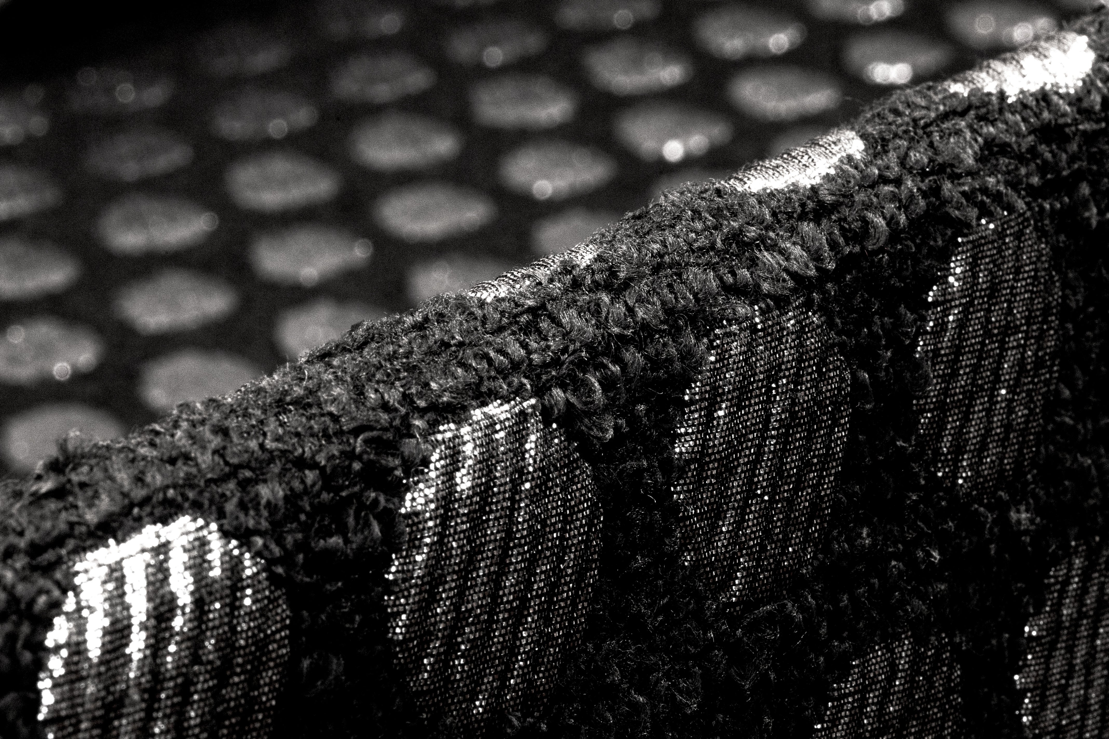 Polka Dot Metallic Italian Chenille Boucle Brocade - Black / Silver