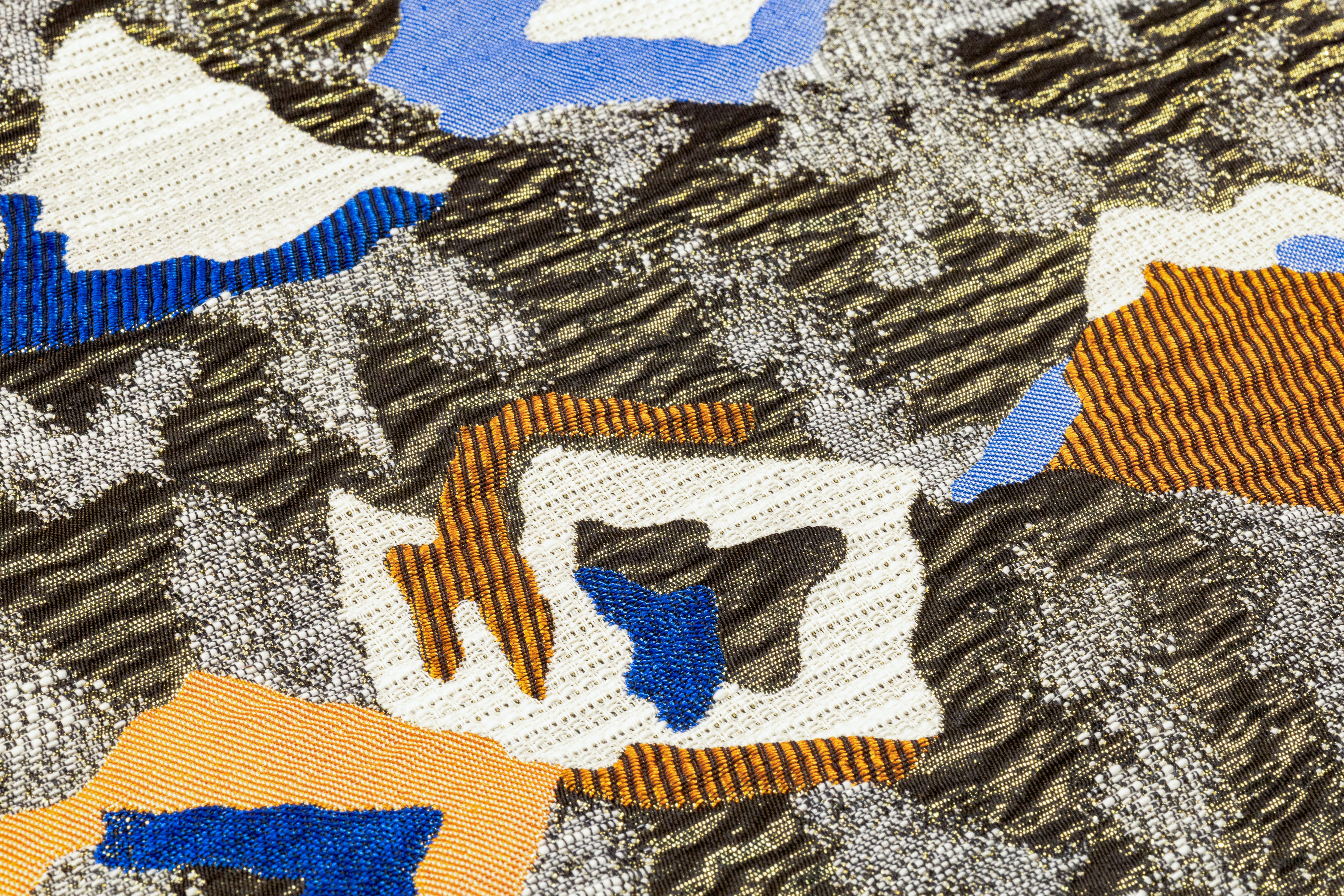 Abstract Metallic Italian Brocade - Blue / Copper / Gold