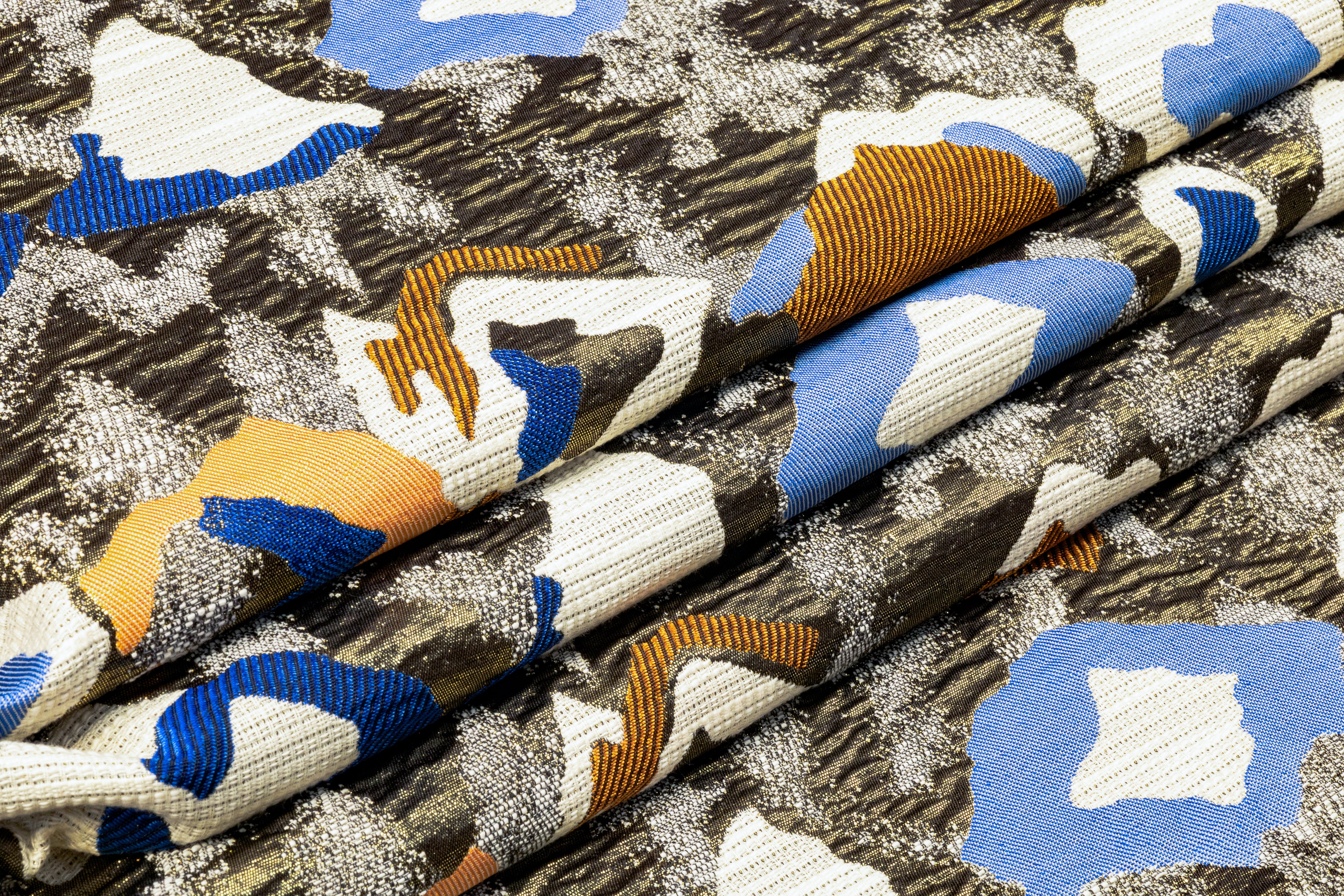 Abstract Metallic Italian Brocade - Blue / Copper / Gold