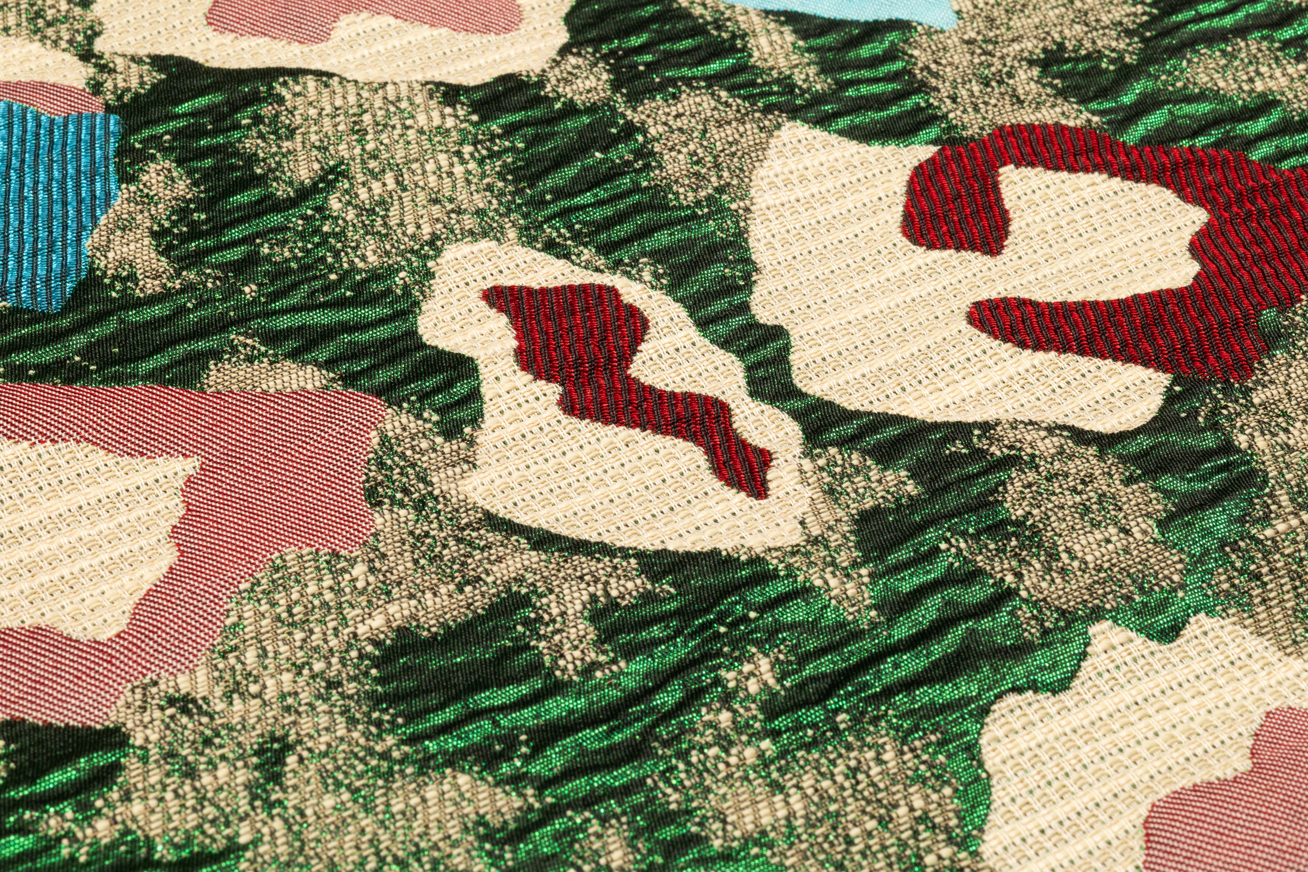 Abstract Metallic Italian Brocade - Green / Blue / Red