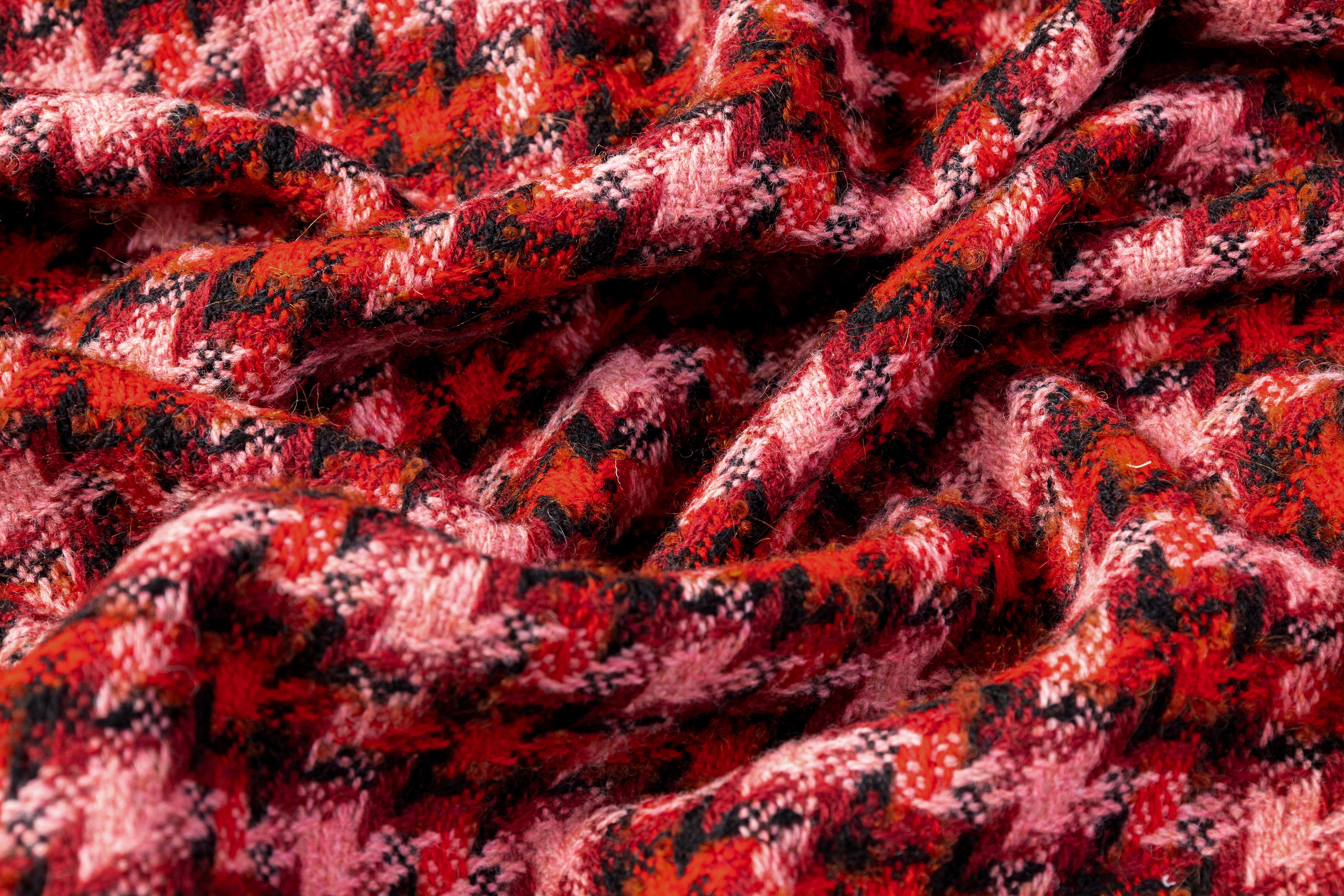 Etro - Italian Wool Tweed Boucle - Red / Burgundy / Brown / Pink