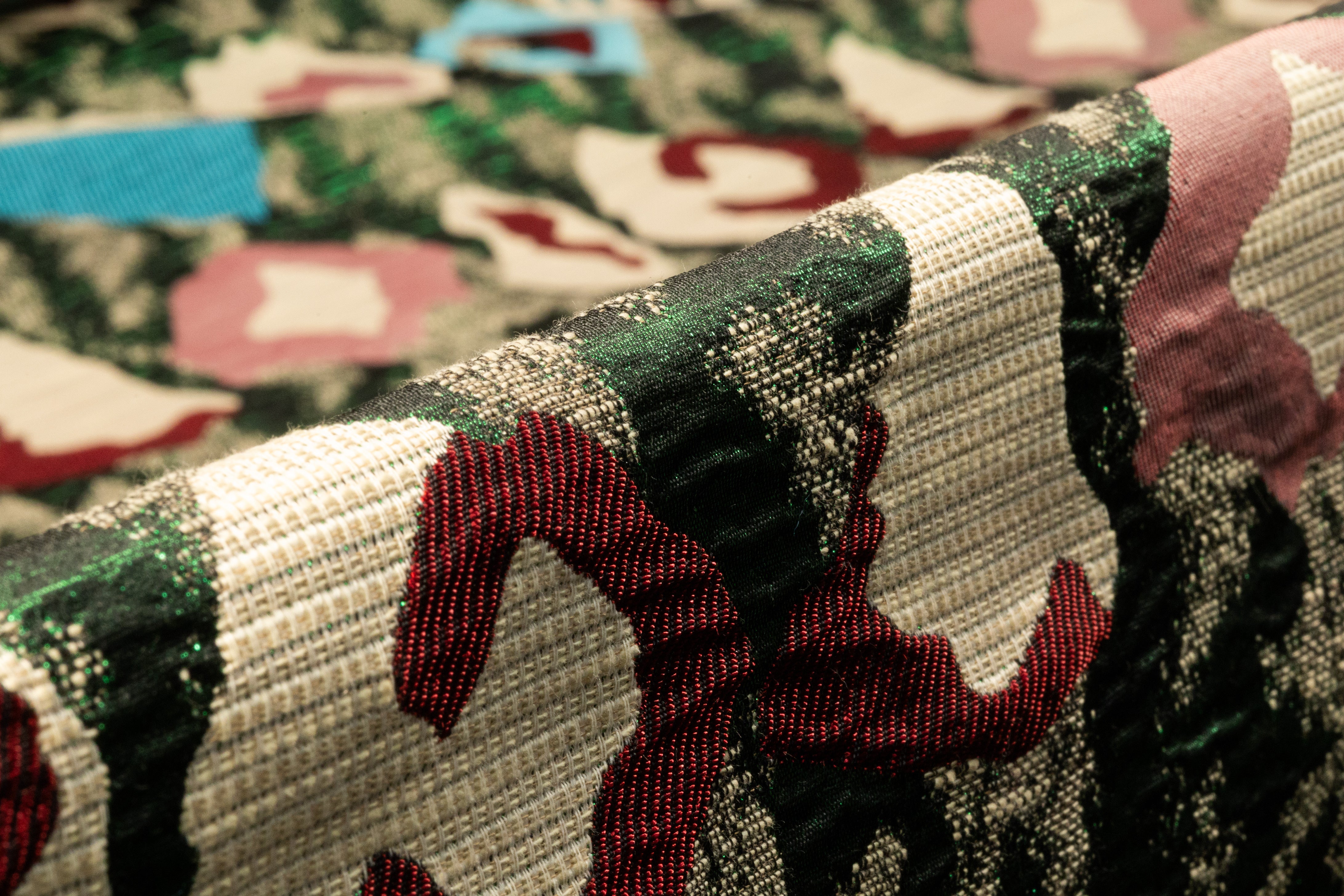 Abstract Metallic Italian Brocade - Green / Blue / Red