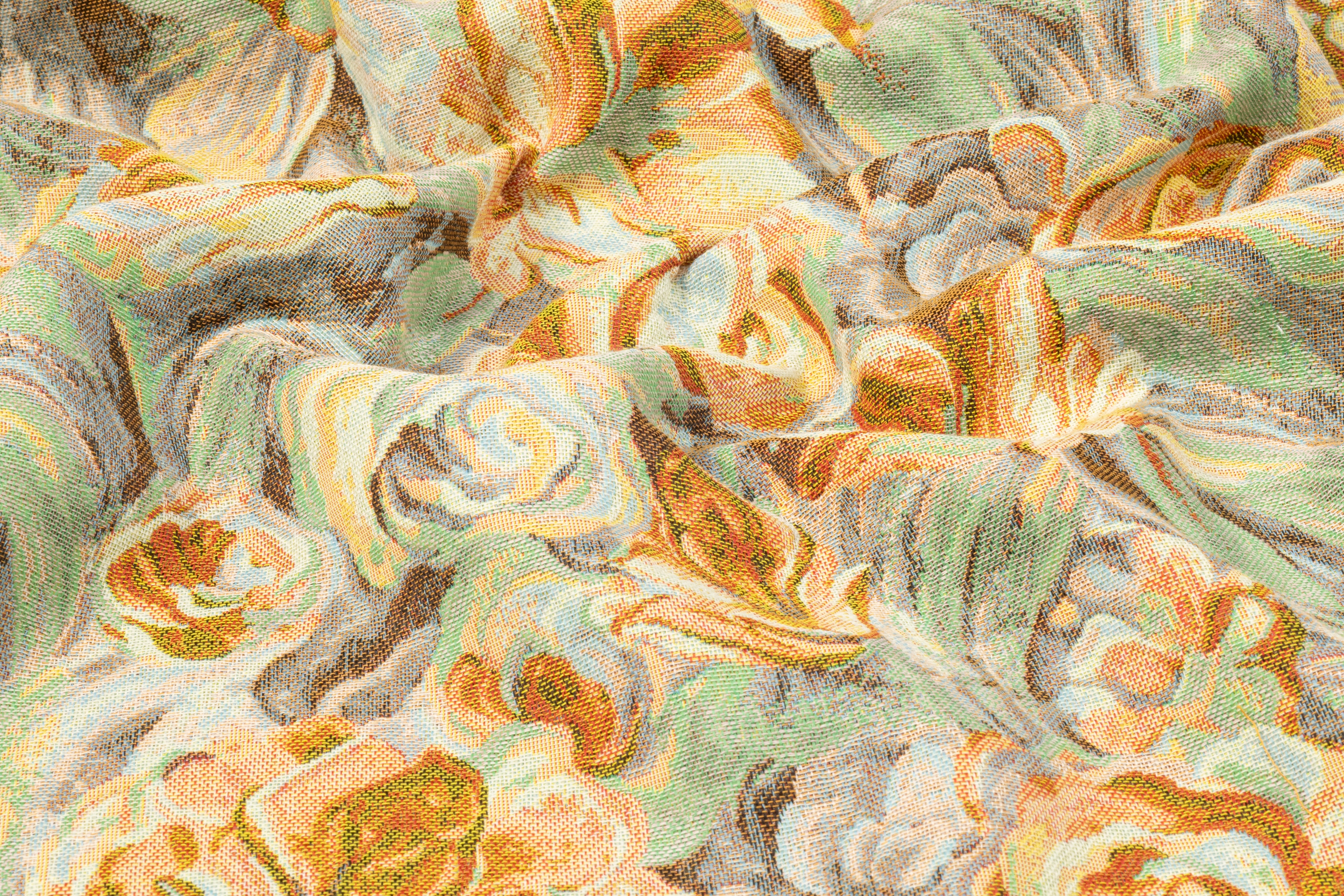 Floral Italian Tapestry Style Brocade - Gold / Green