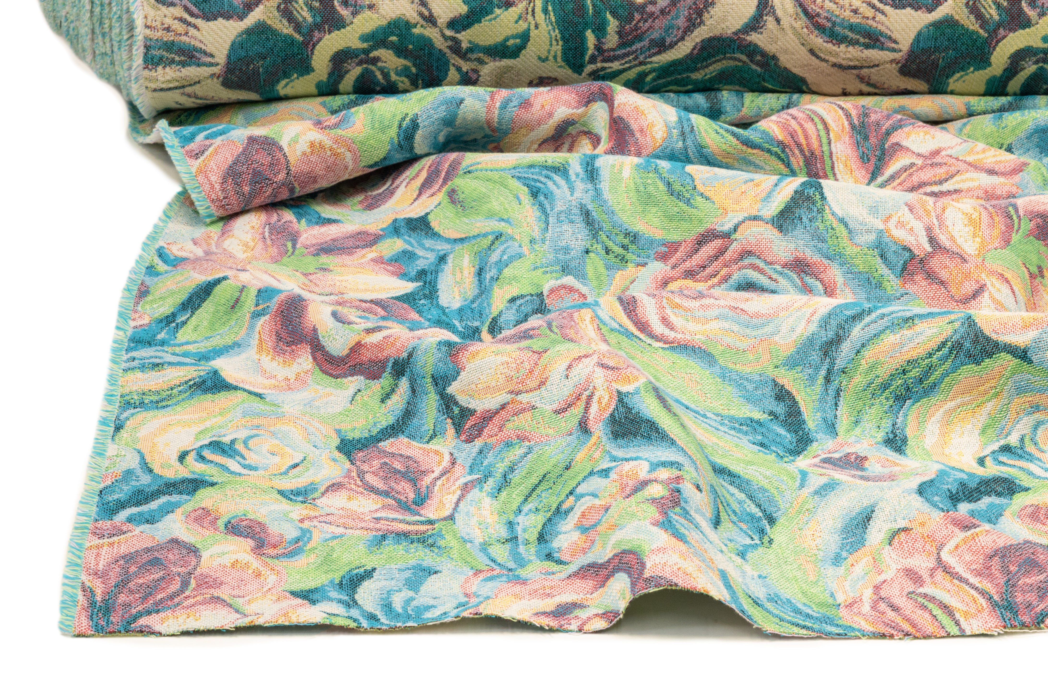 Floral Italian Tapestry Style Brocade - Blue / Green / Pink