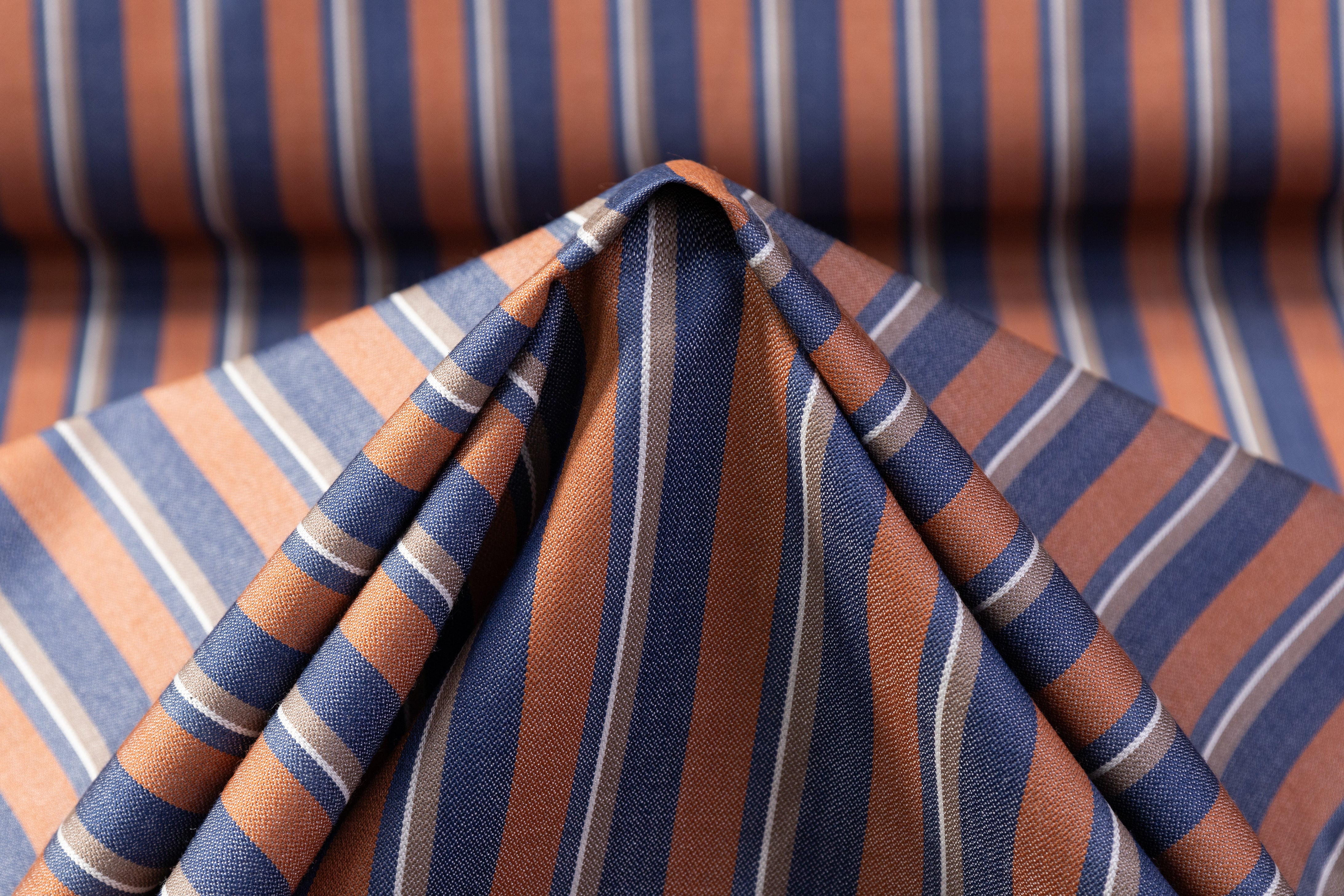 Striped Italian Wool Suiting - Rust / Blue / Taupe