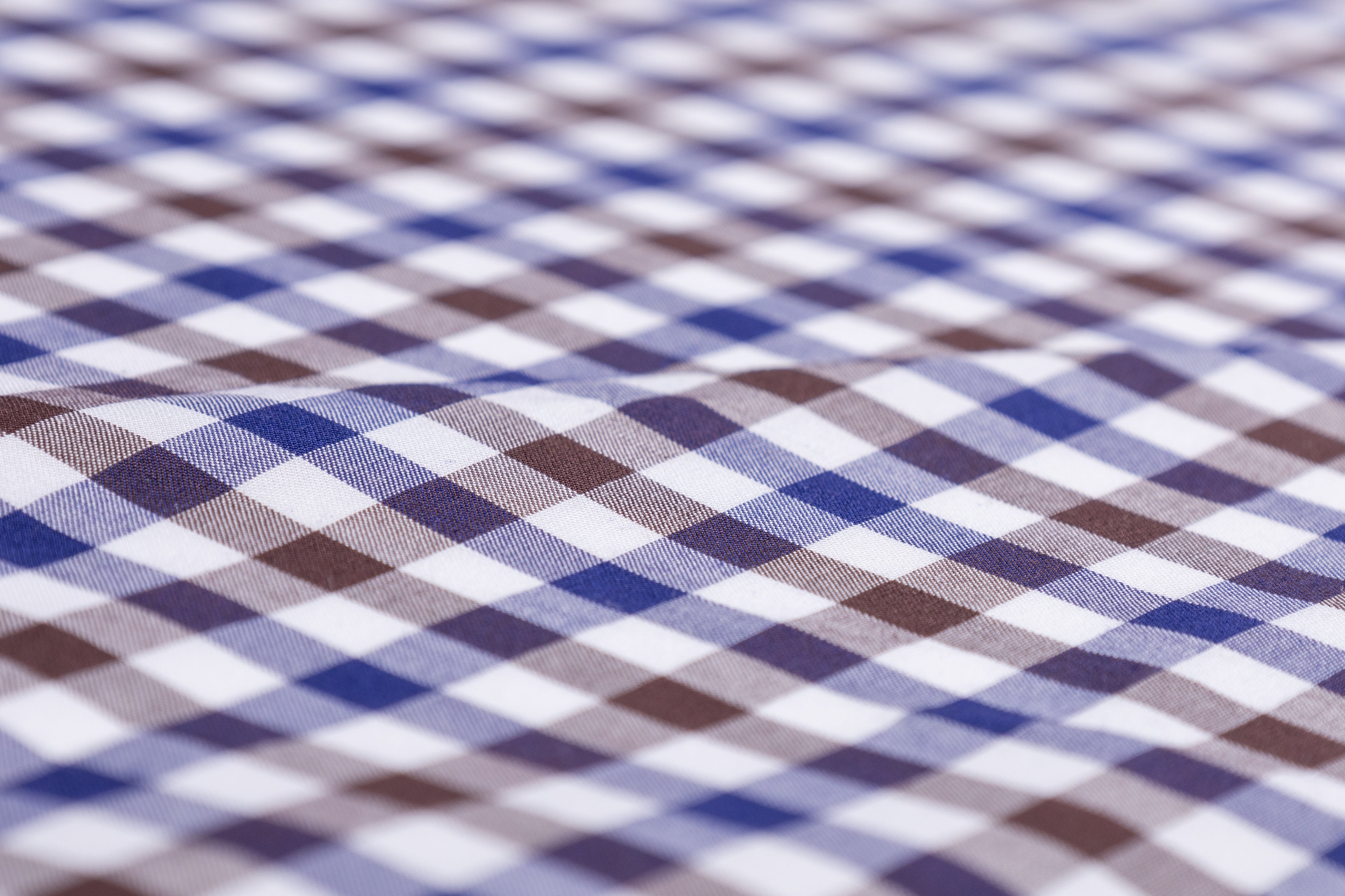 Checked Cotton Shirting - Blue / Brown / White