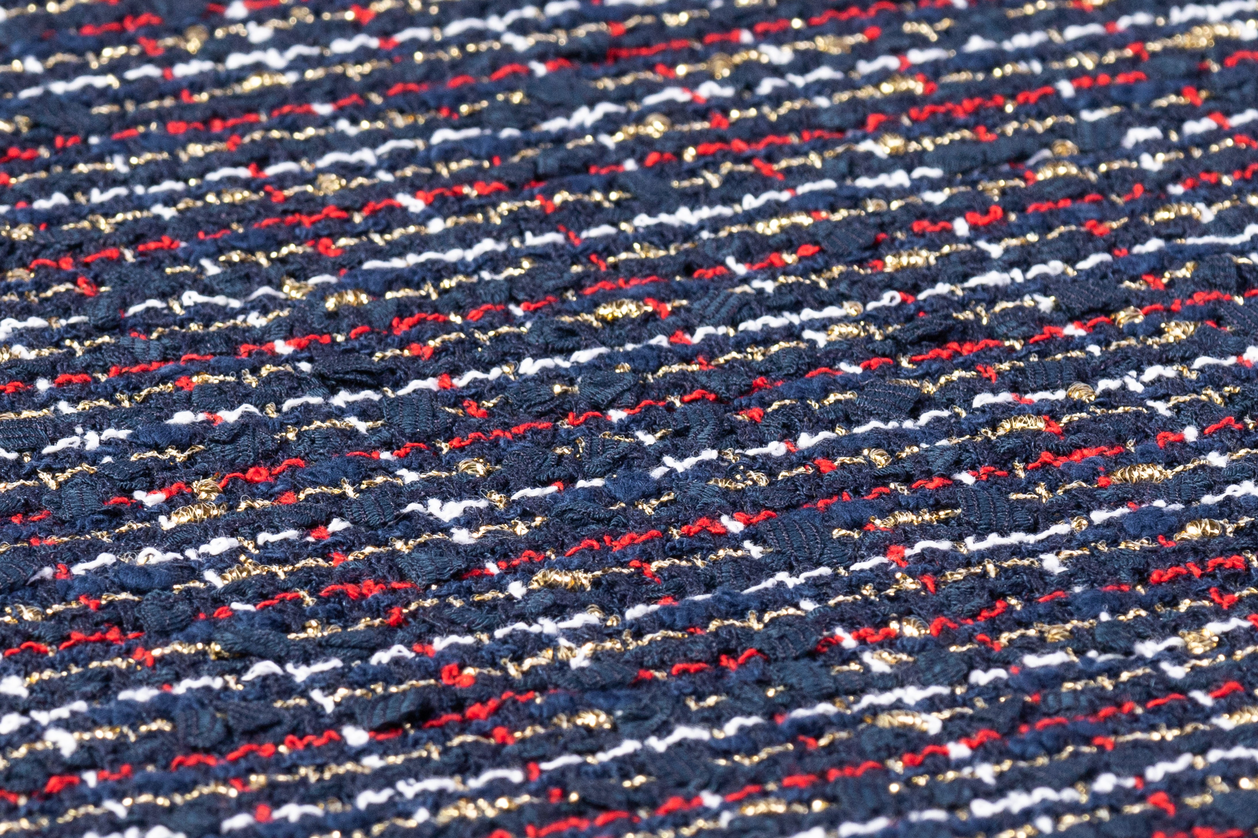Valentino - Metallic Italian Cotton Blend Tweed - Navy / Gold / Red