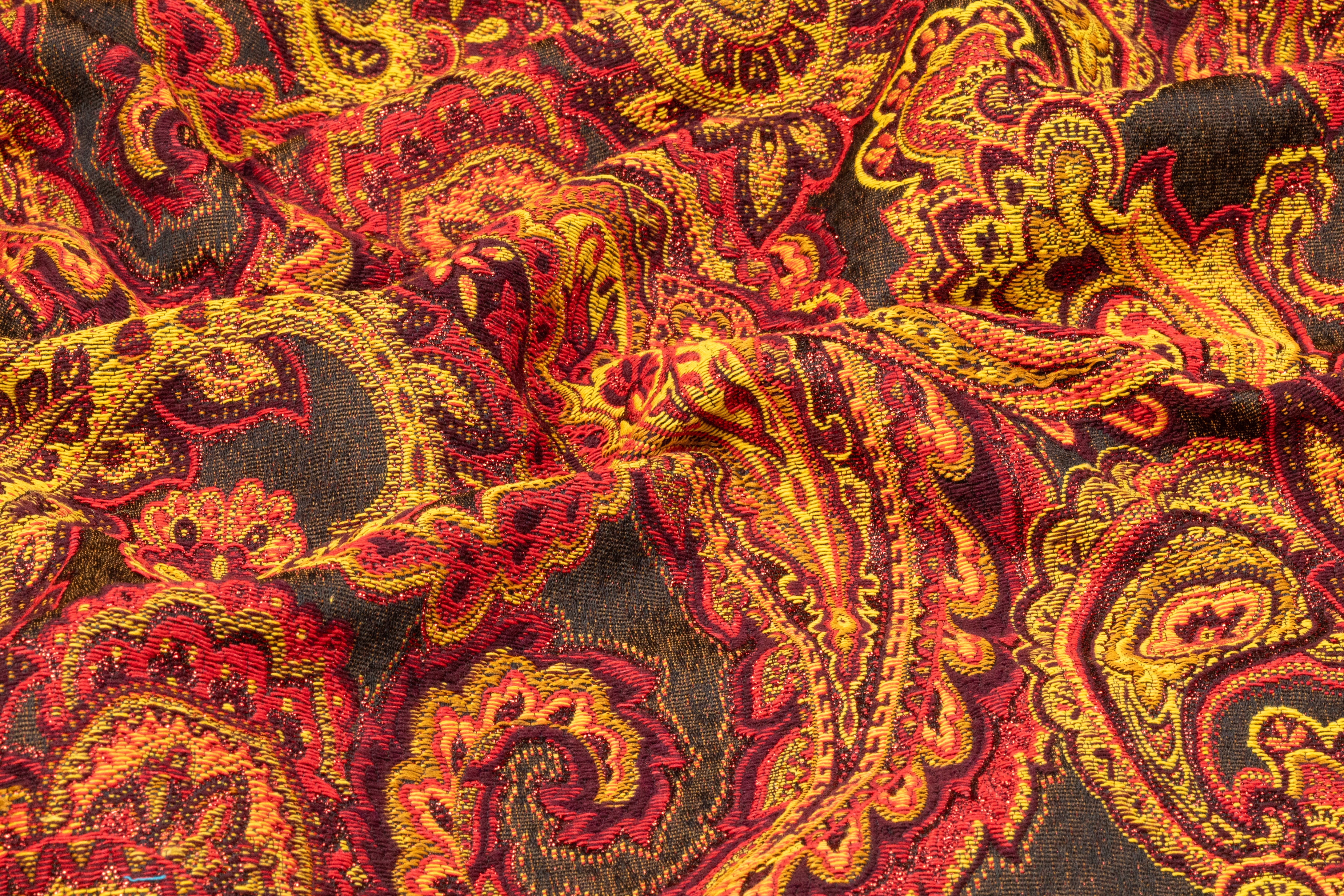 Paisley Metallic Italian Brocade - Red / Burgundy / Gold