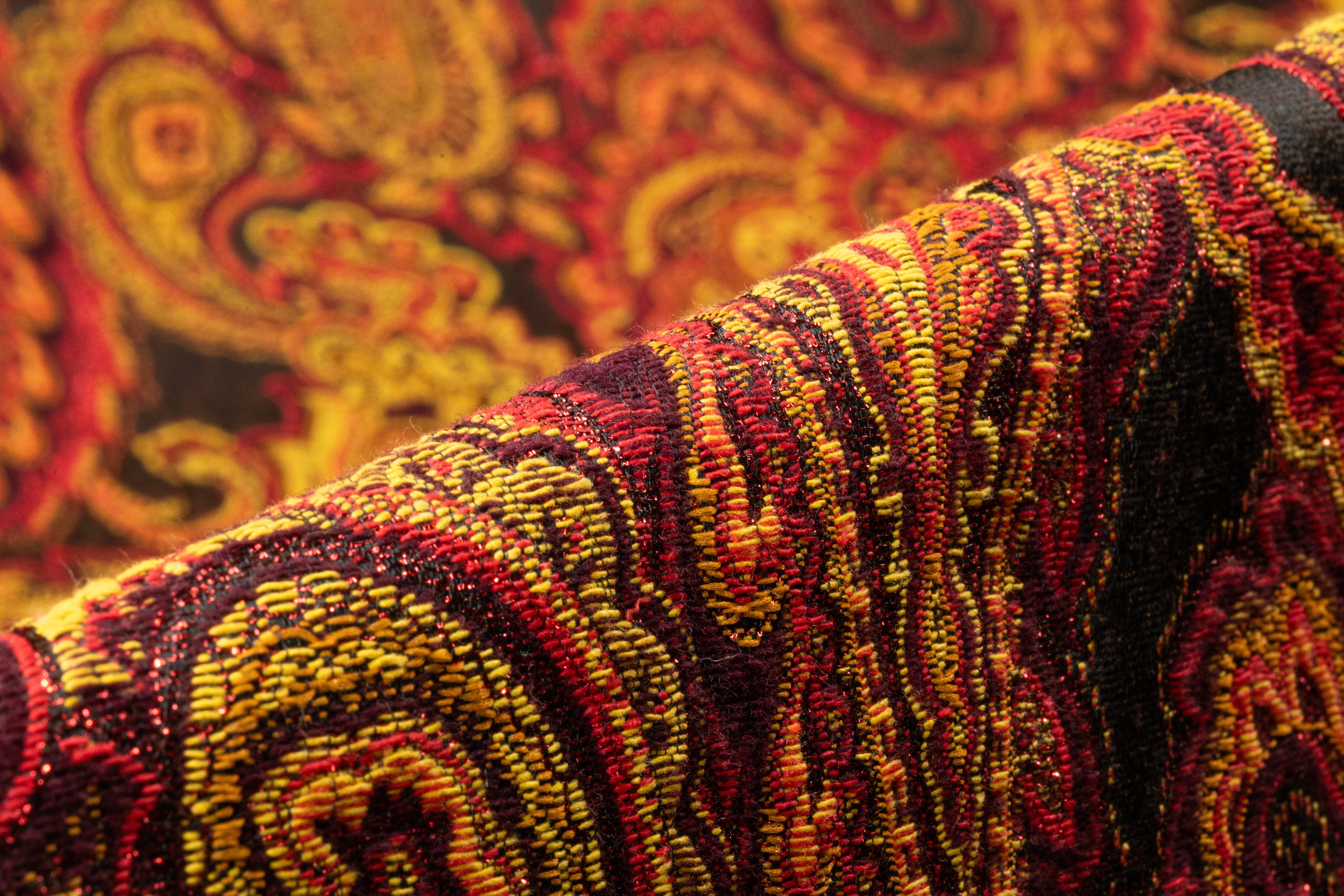 Paisley Metallic Italian Brocade - Red / Burgundy / Gold