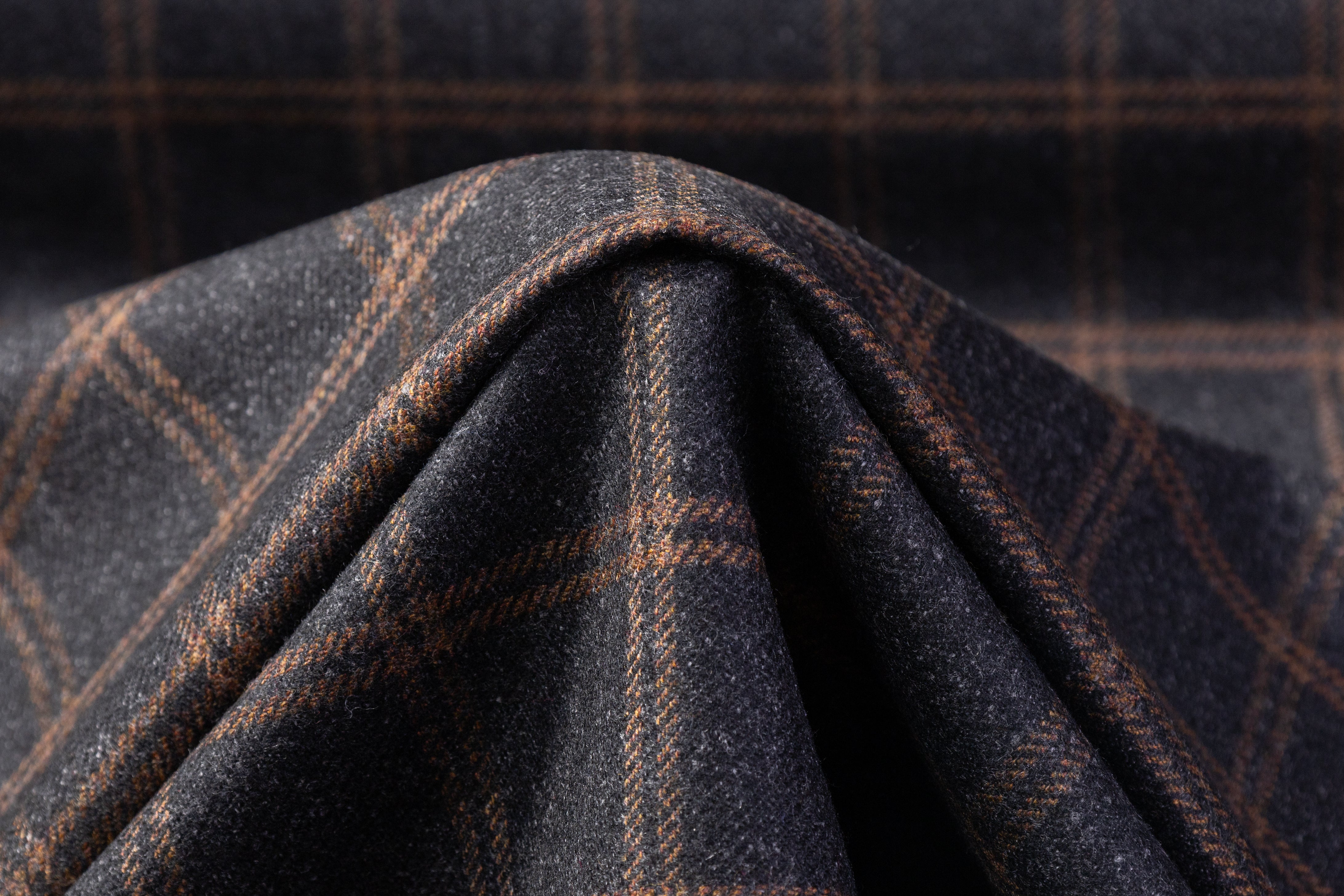 Checked Italian Wool - Charcoal Gray / Brown