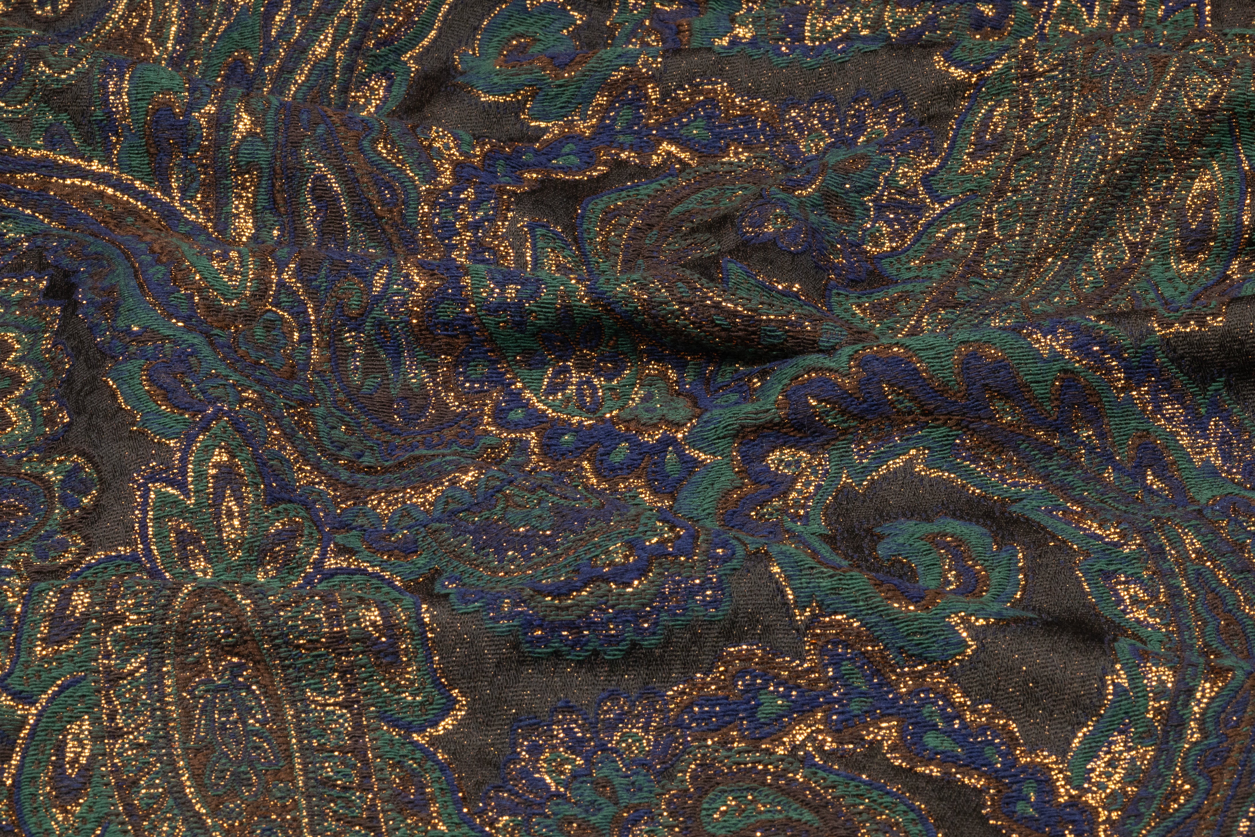 Paisley Metallic Italian Brocade - Green / Blue / Dark Brown / Gold
