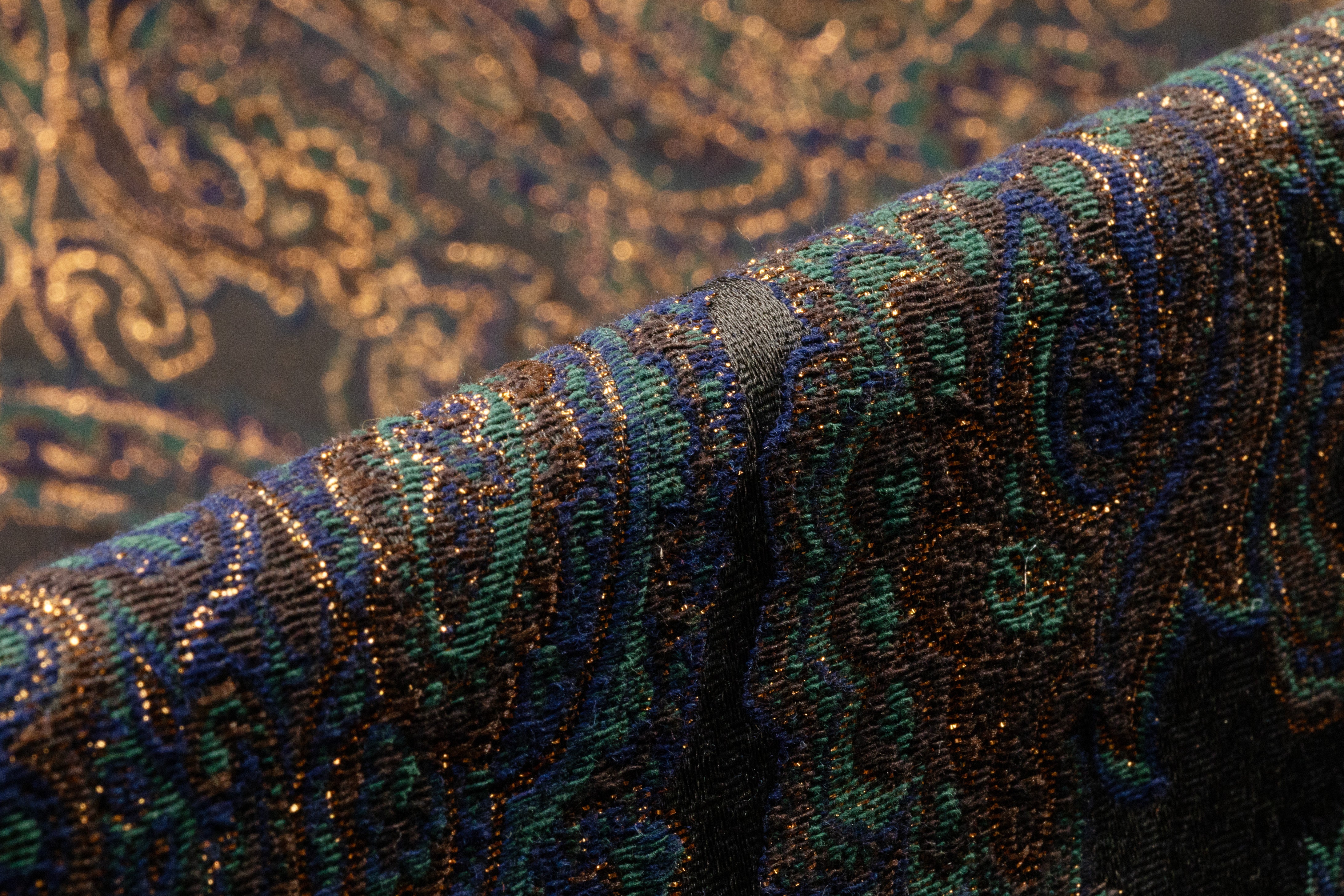Paisley Metallic Italian Brocade - Green / Blue / Dark Brown / Gold