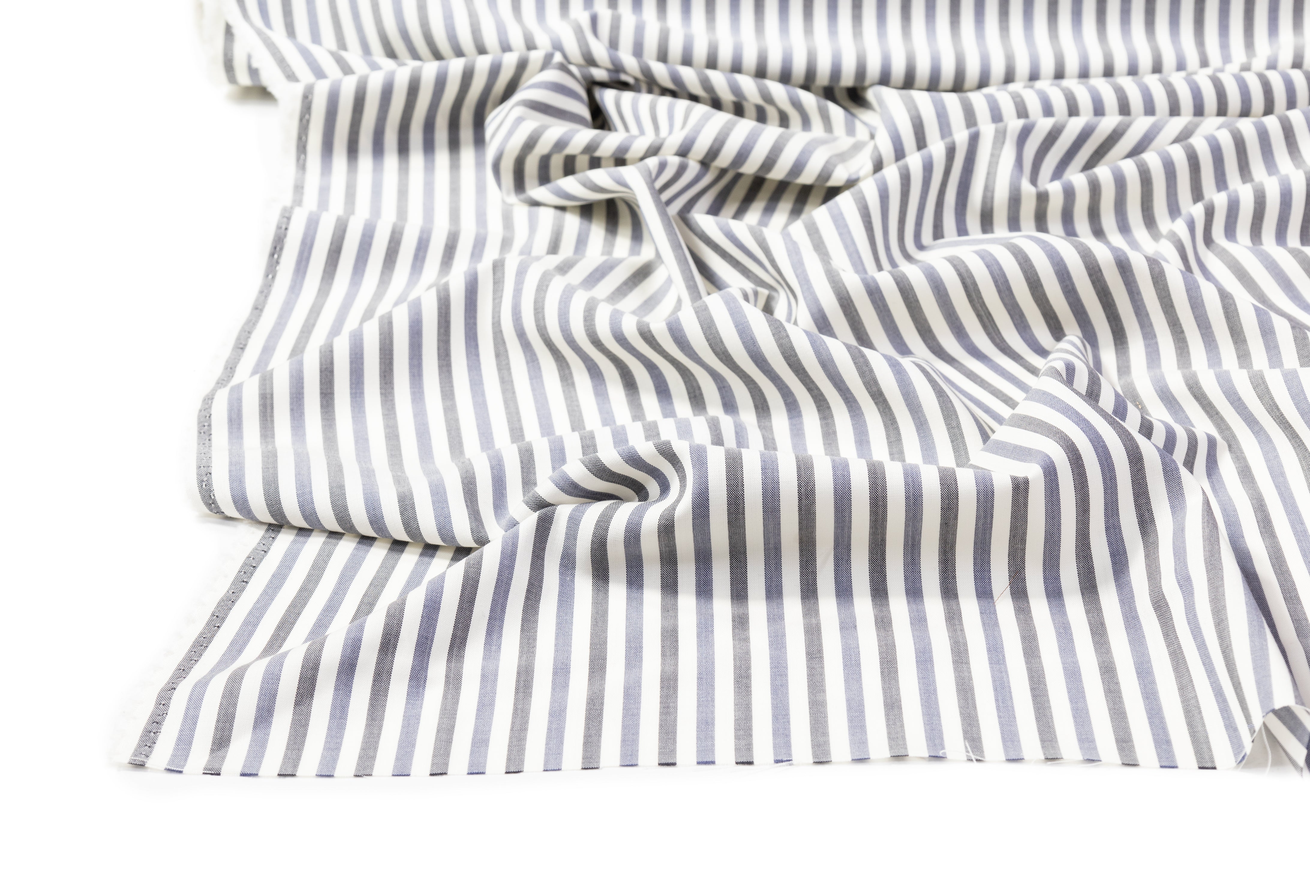 Striped Italian Wool Mohair Suiting - Gray / Blue / Off White