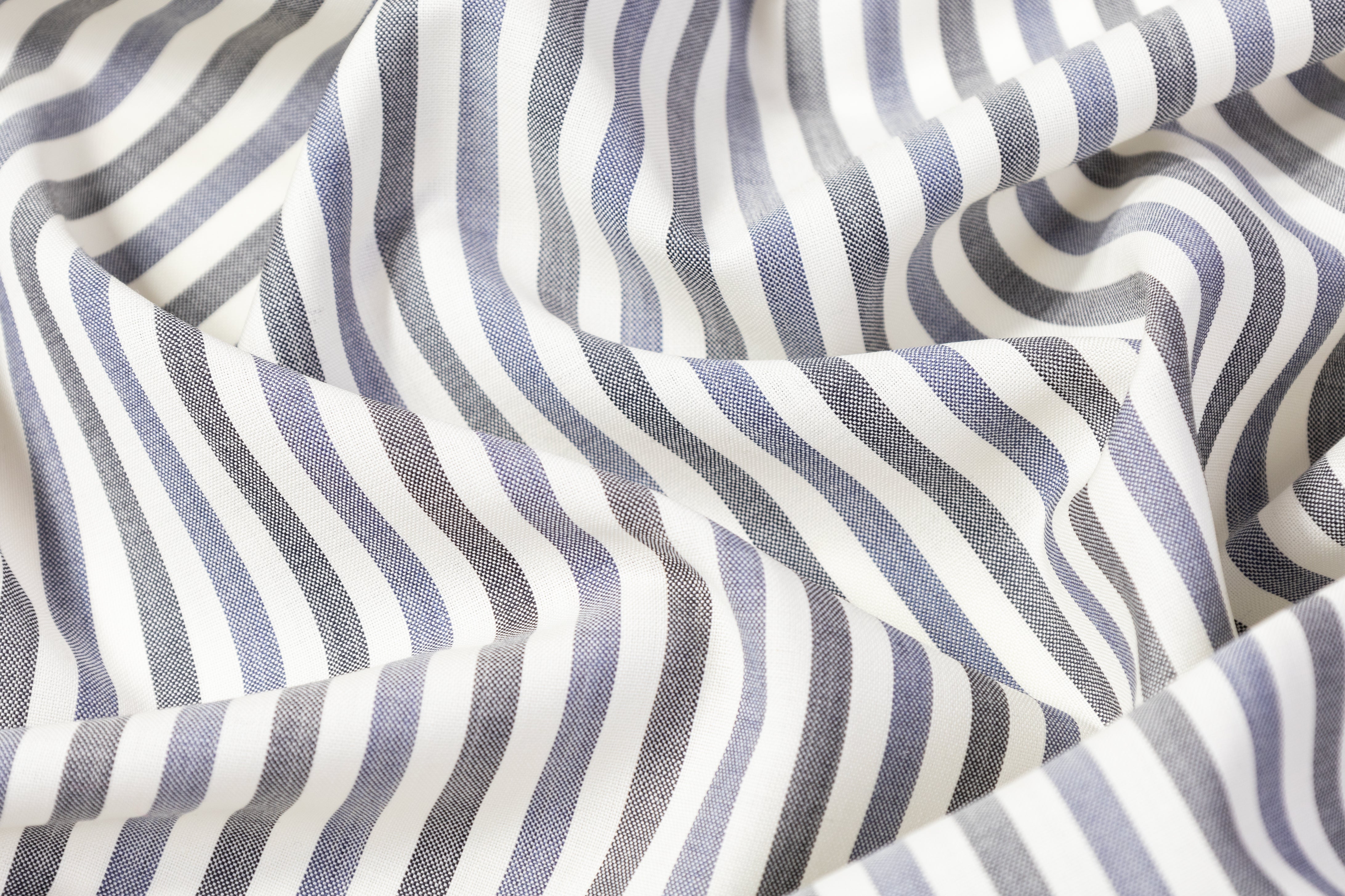 Striped Italian Wool Mohair Suiting - Gray / Blue / Off White