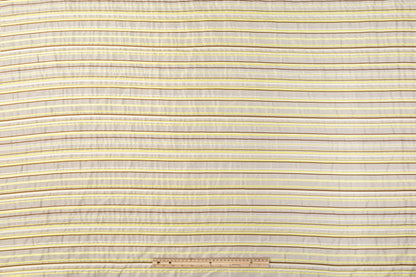 Crushed Poly Cotton Striped Brocade - Gray / Yellow / Brown