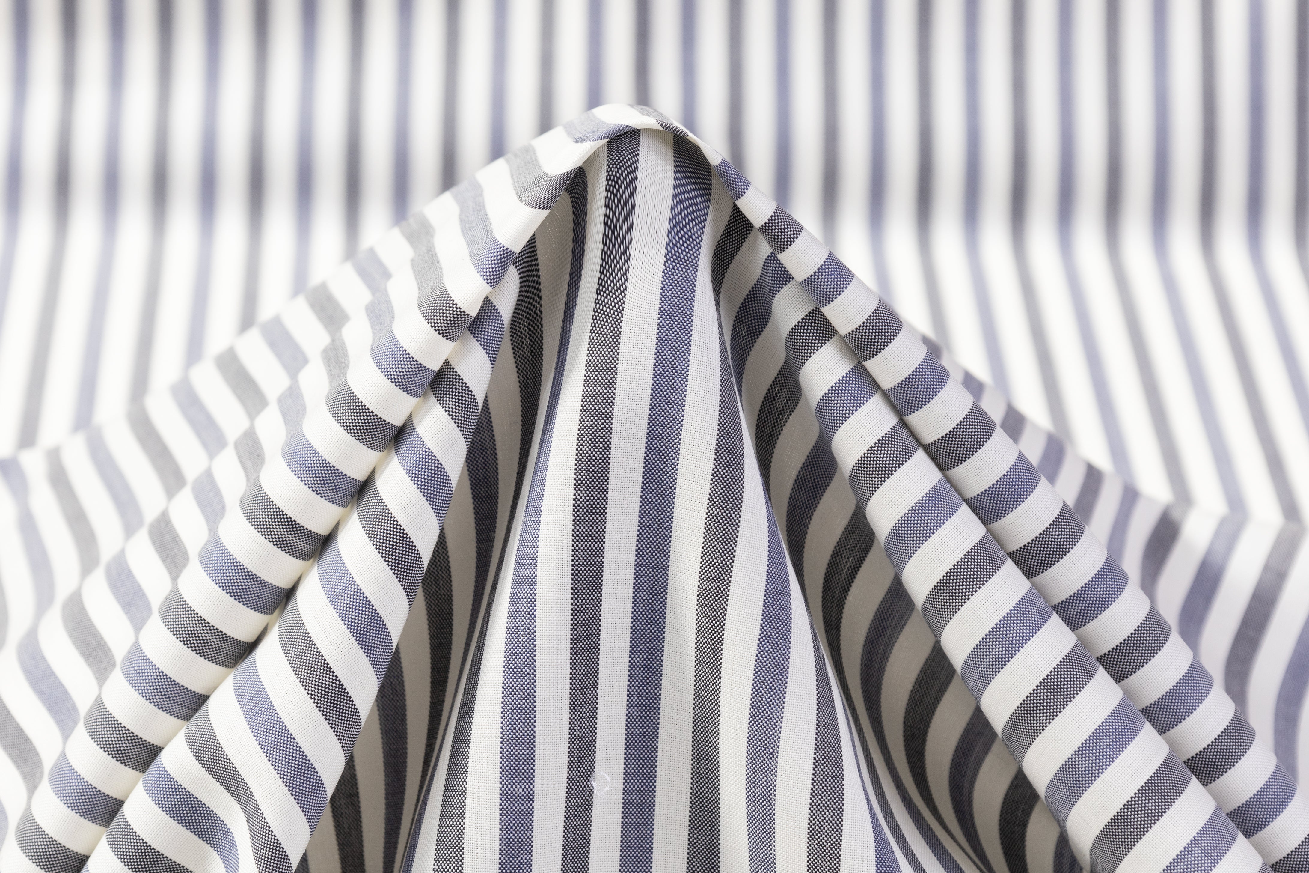 Striped Italian Wool Mohair Suiting - Gray / Blue / Off White