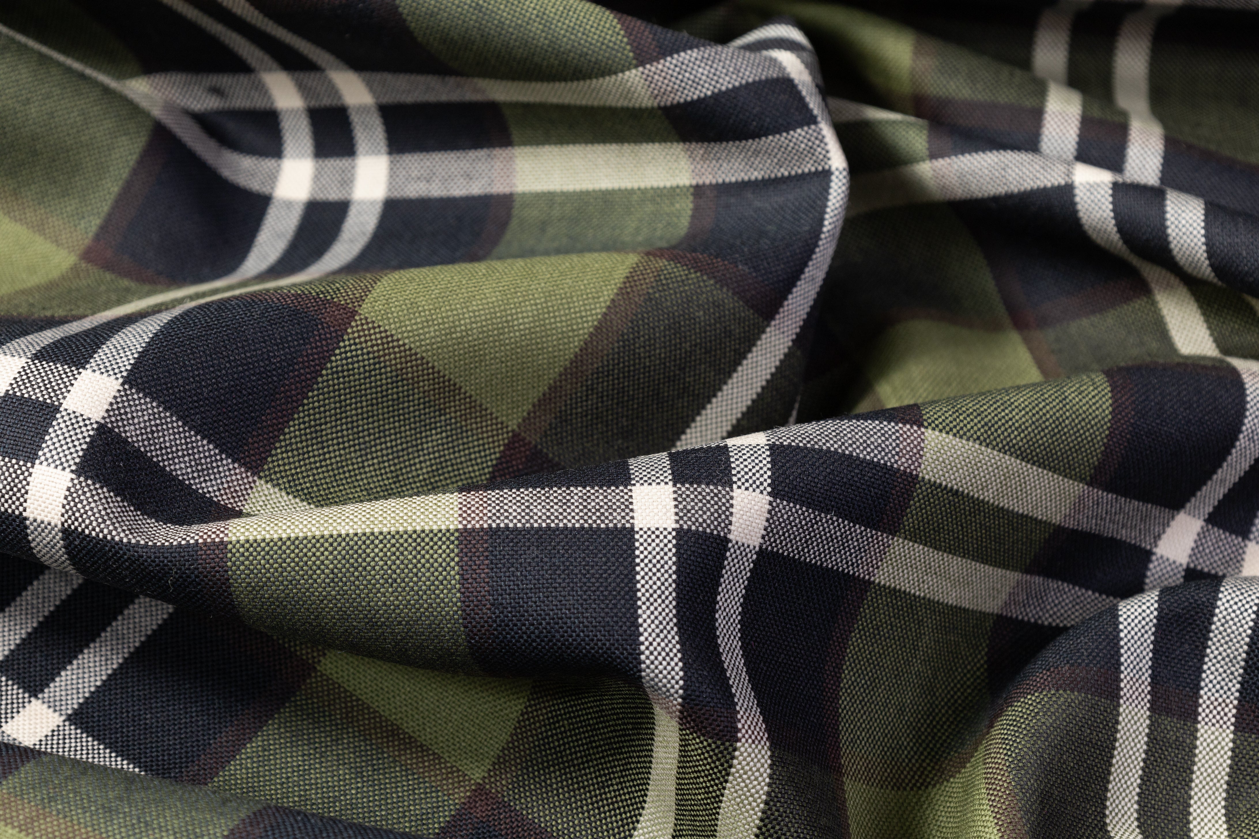 Plaid Italian Wool Suiting - Green / Off White / Black / Brown