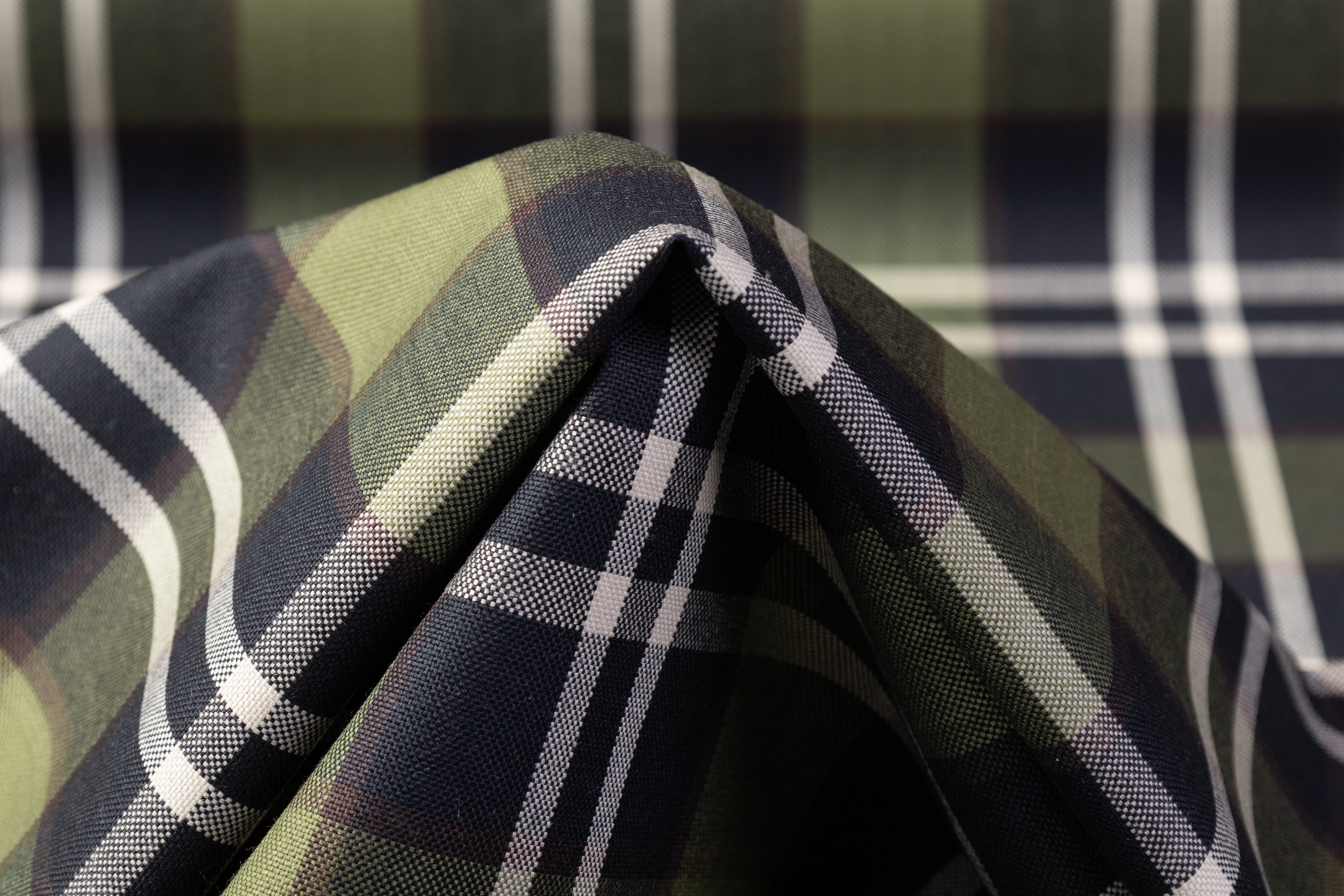 Plaid Italian Wool Suiting - Green / Off White / Black / Brown