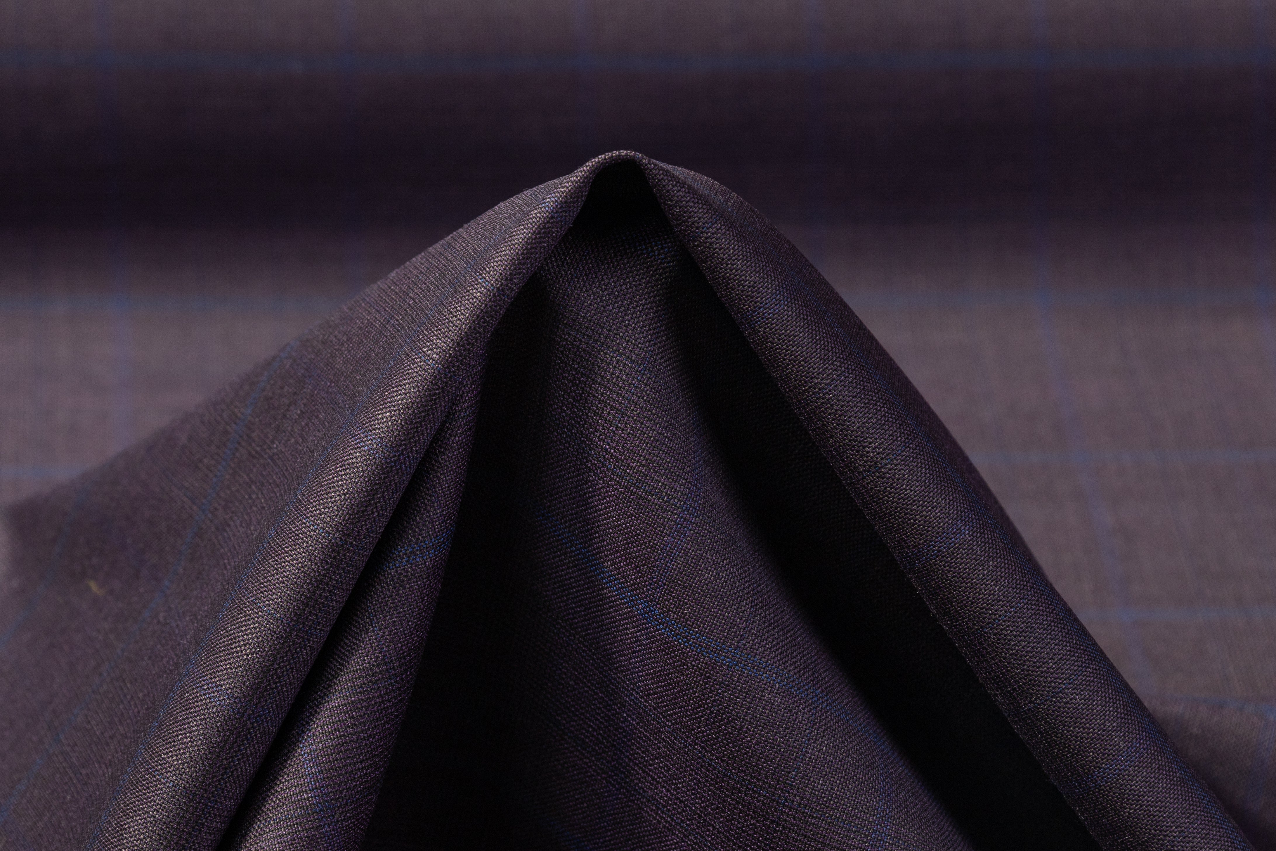Checked Italian Wool Suiting - Deep Plum / Navy