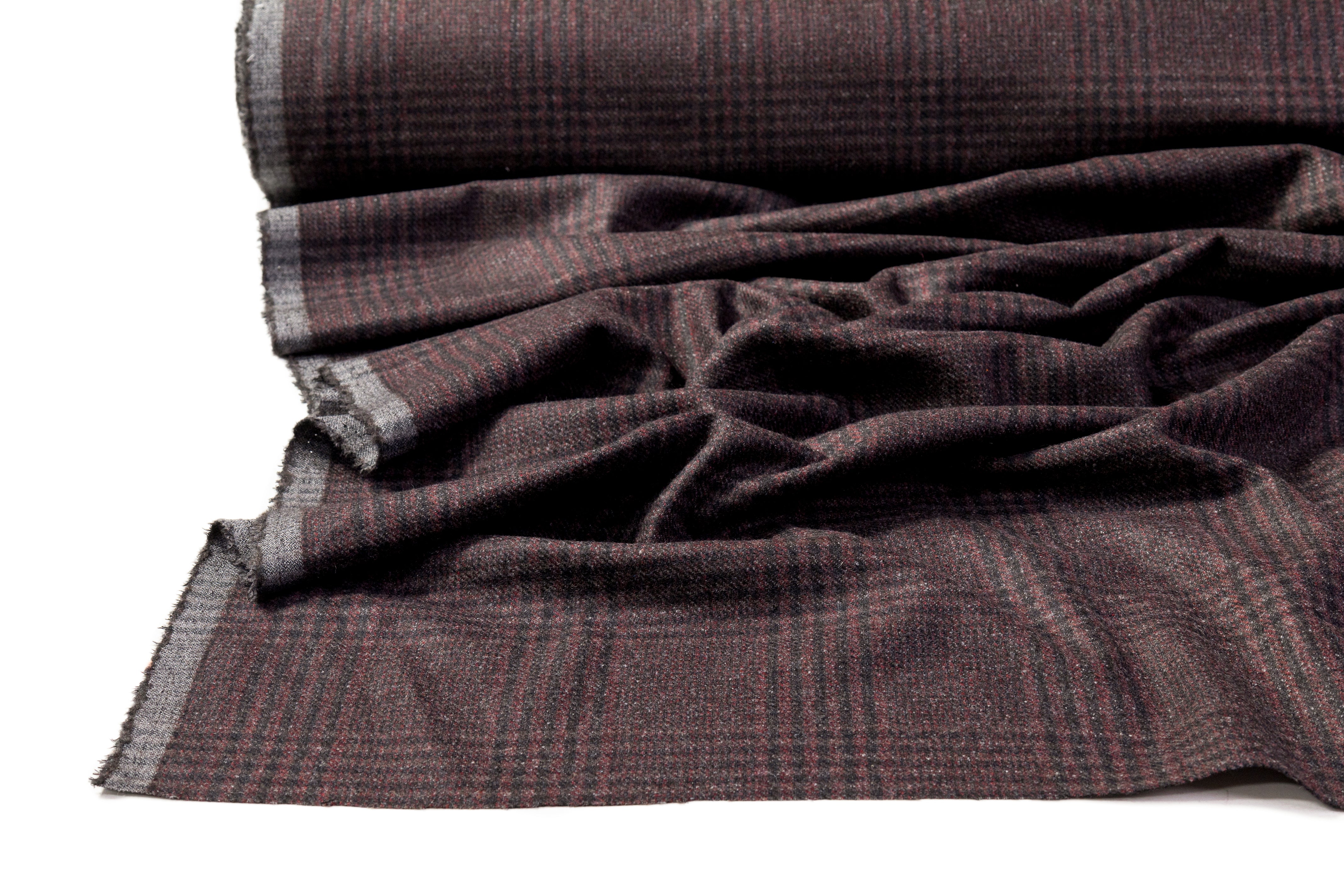 Checked Italian Wool - Burgundy / Gray / Black