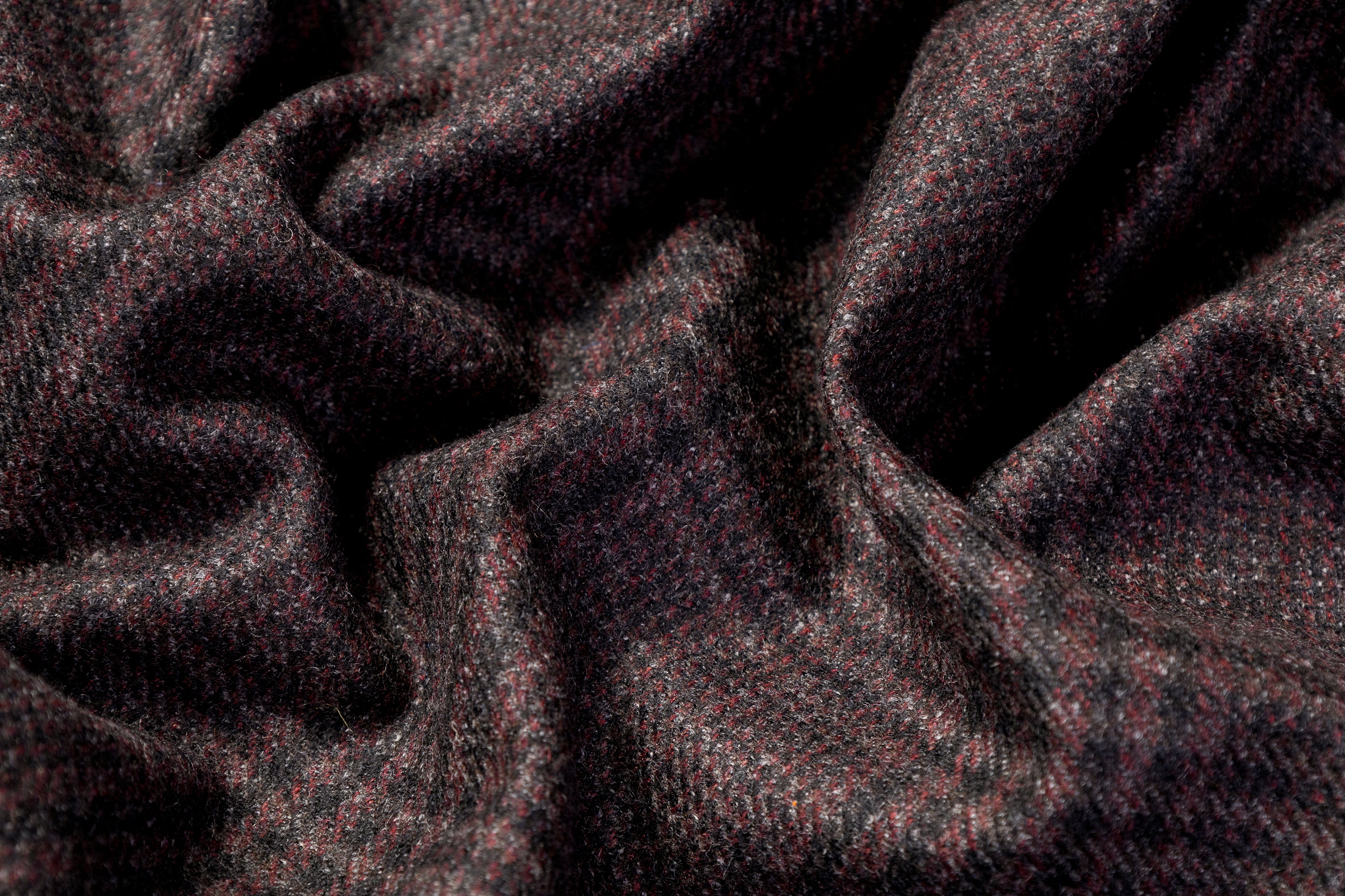 Checked Italian Wool - Burgundy / Gray / Black