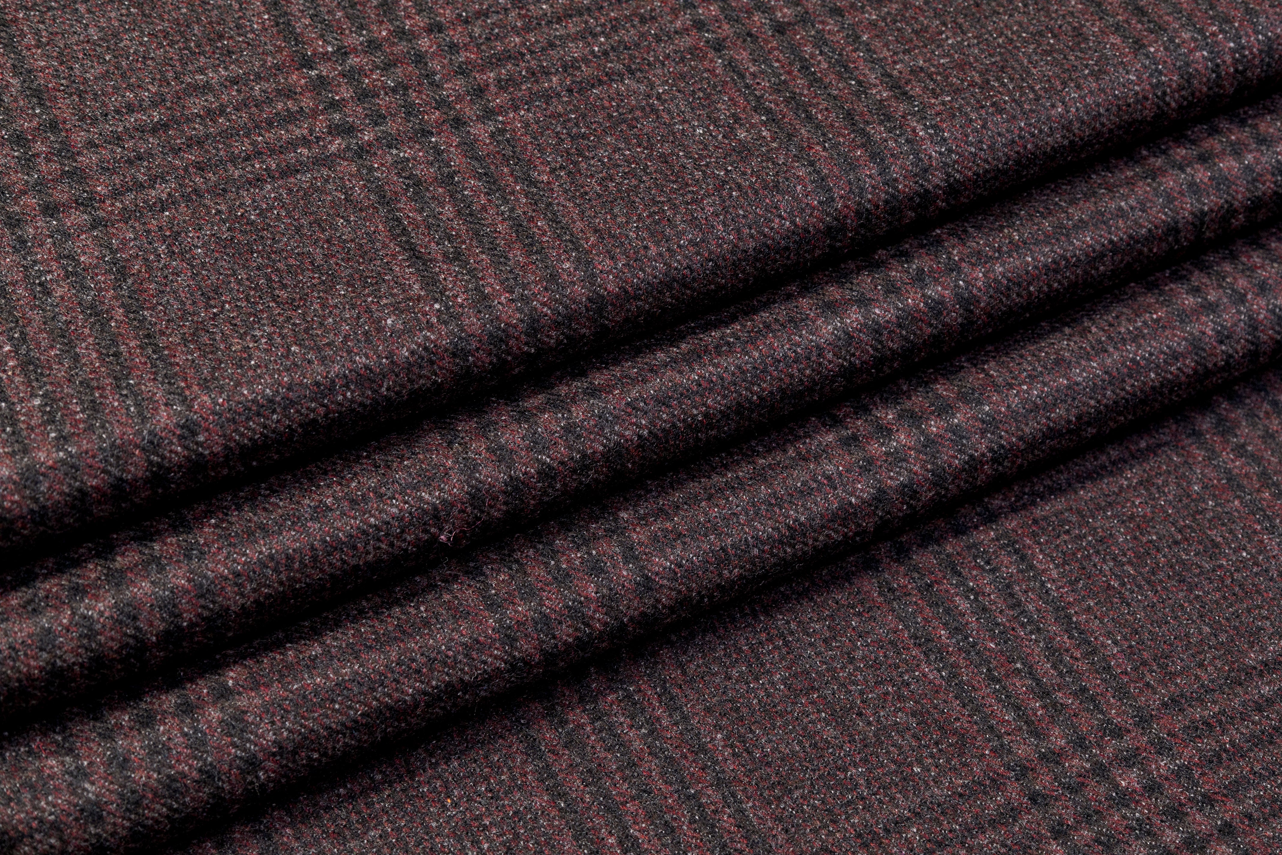 Checked Italian Wool - Burgundy / Gray / Black