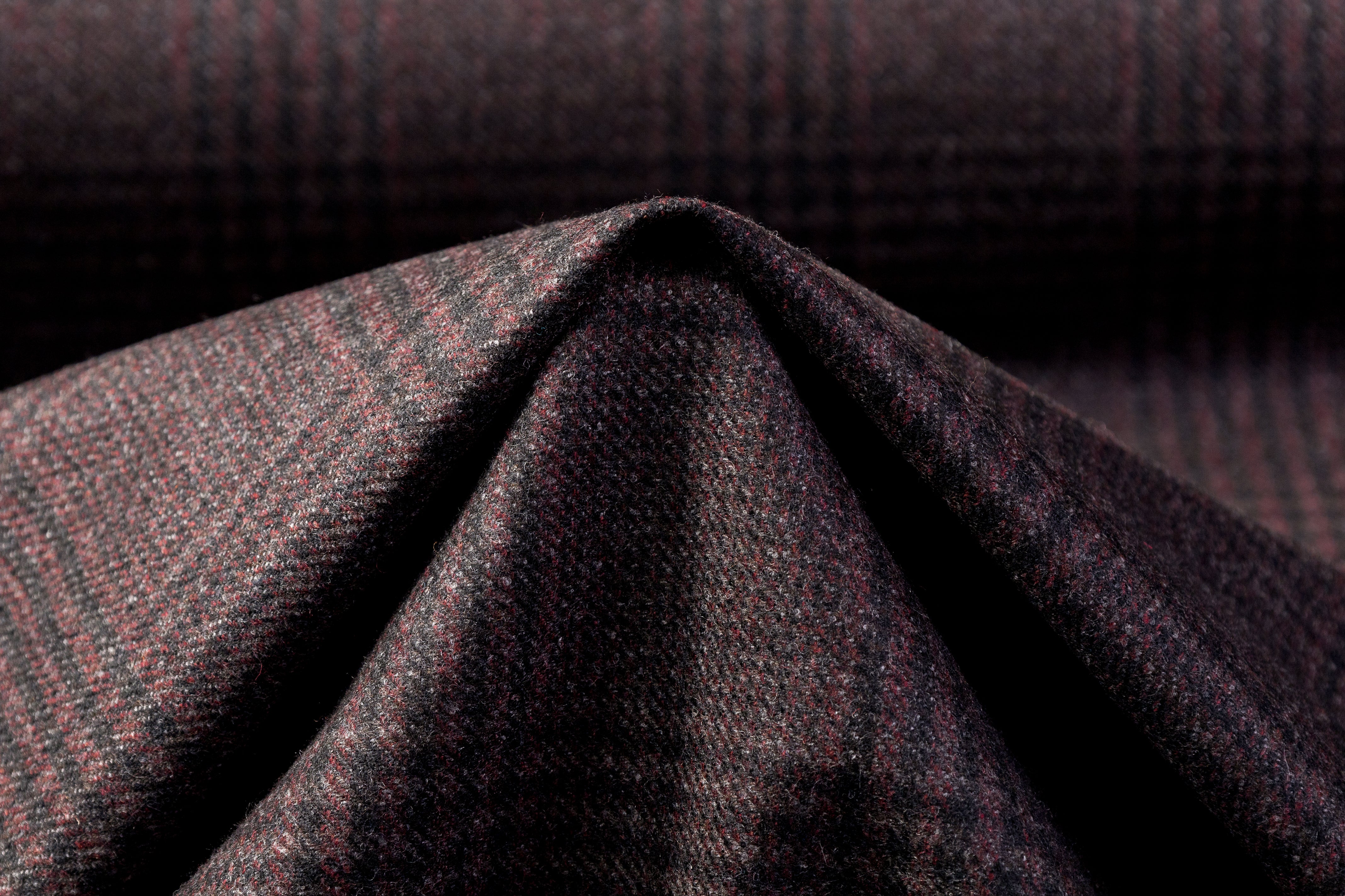 Checked Italian Wool - Burgundy / Gray / Black