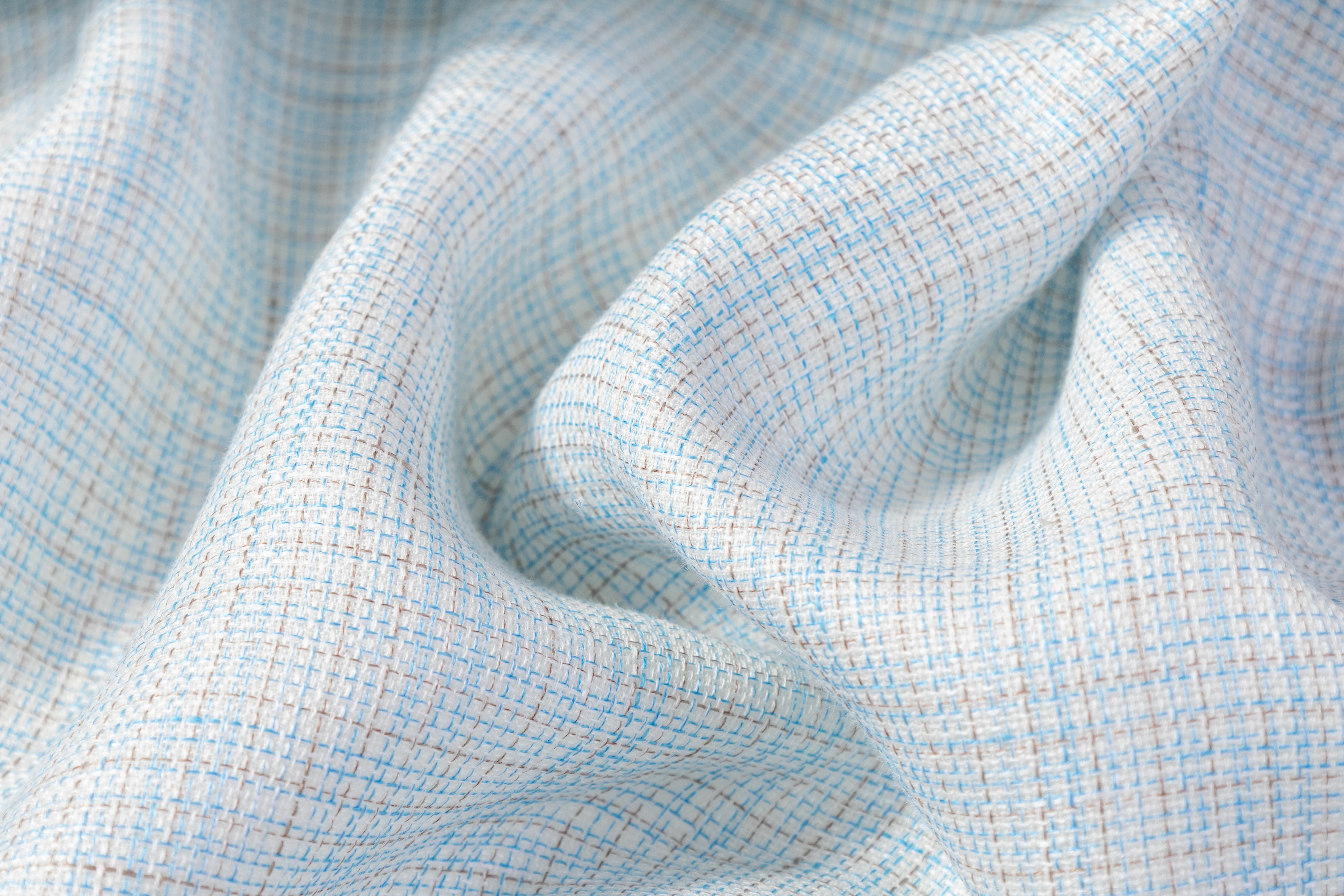 Italian Wool Linen Suiting - Blue / Beige